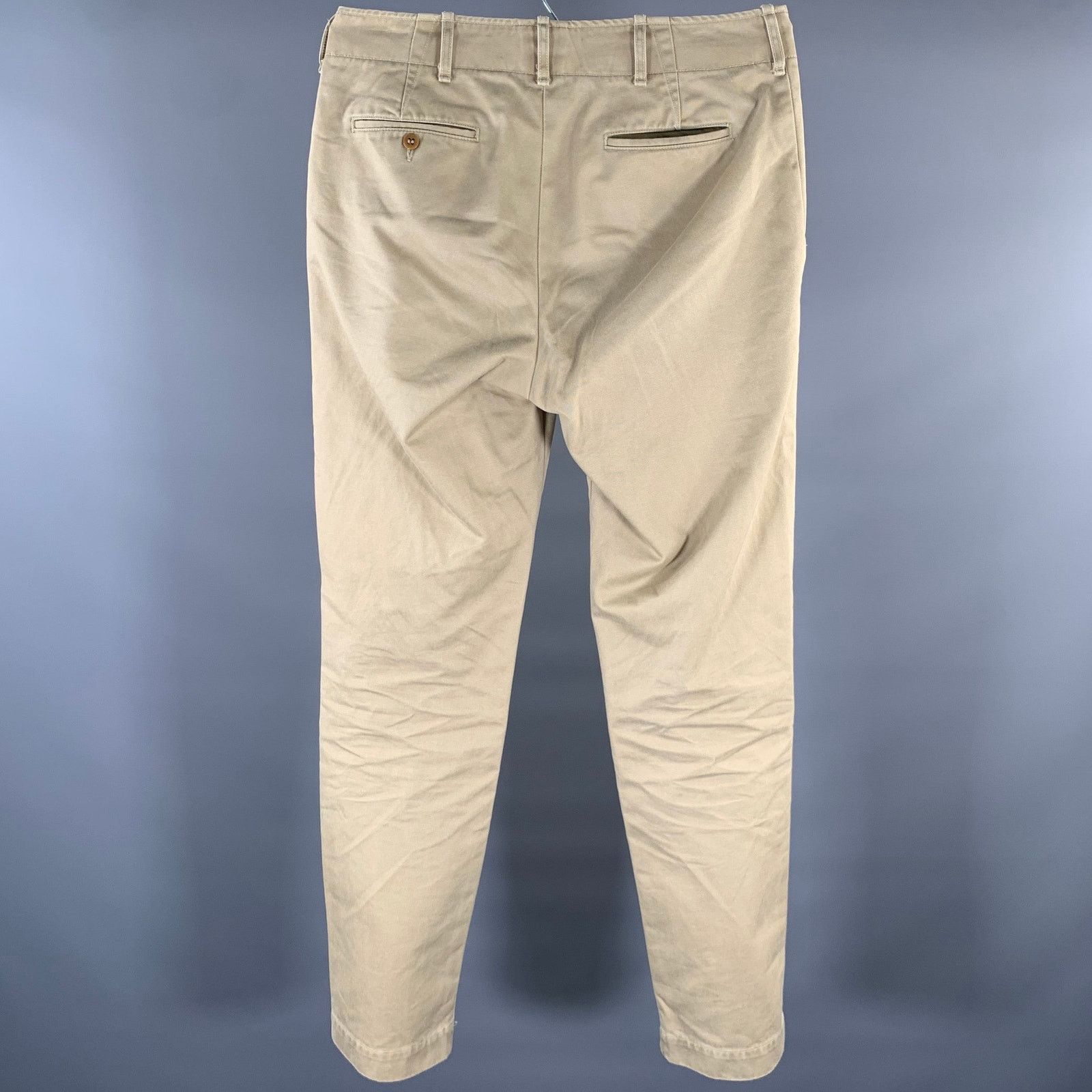 Buck Mason Size 32 Khaki Solid Cotton Button Fly Casual Pants Size US 32 / EU 48 - 2 Thumbnail