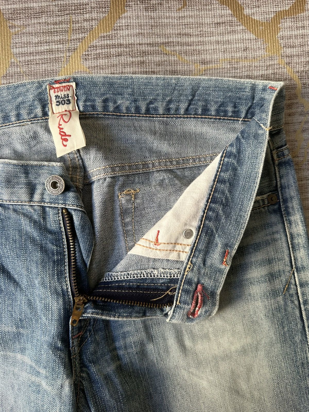 If Six Was Nine FLARE Edwin Miss 503 Rude Distressed Denim Size 30" / US 8 / IT 44 - 12 Thumbnail