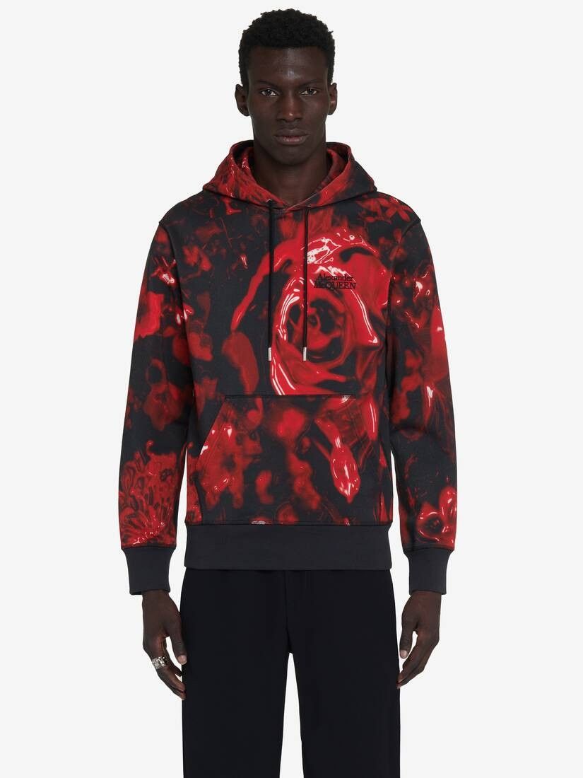 Alexander McQueen o1w1db10725 Wax Flower Hooded Sweatshirt in Black/Red Size US S / EU 44-46 / 1 - 2 Thumbnail