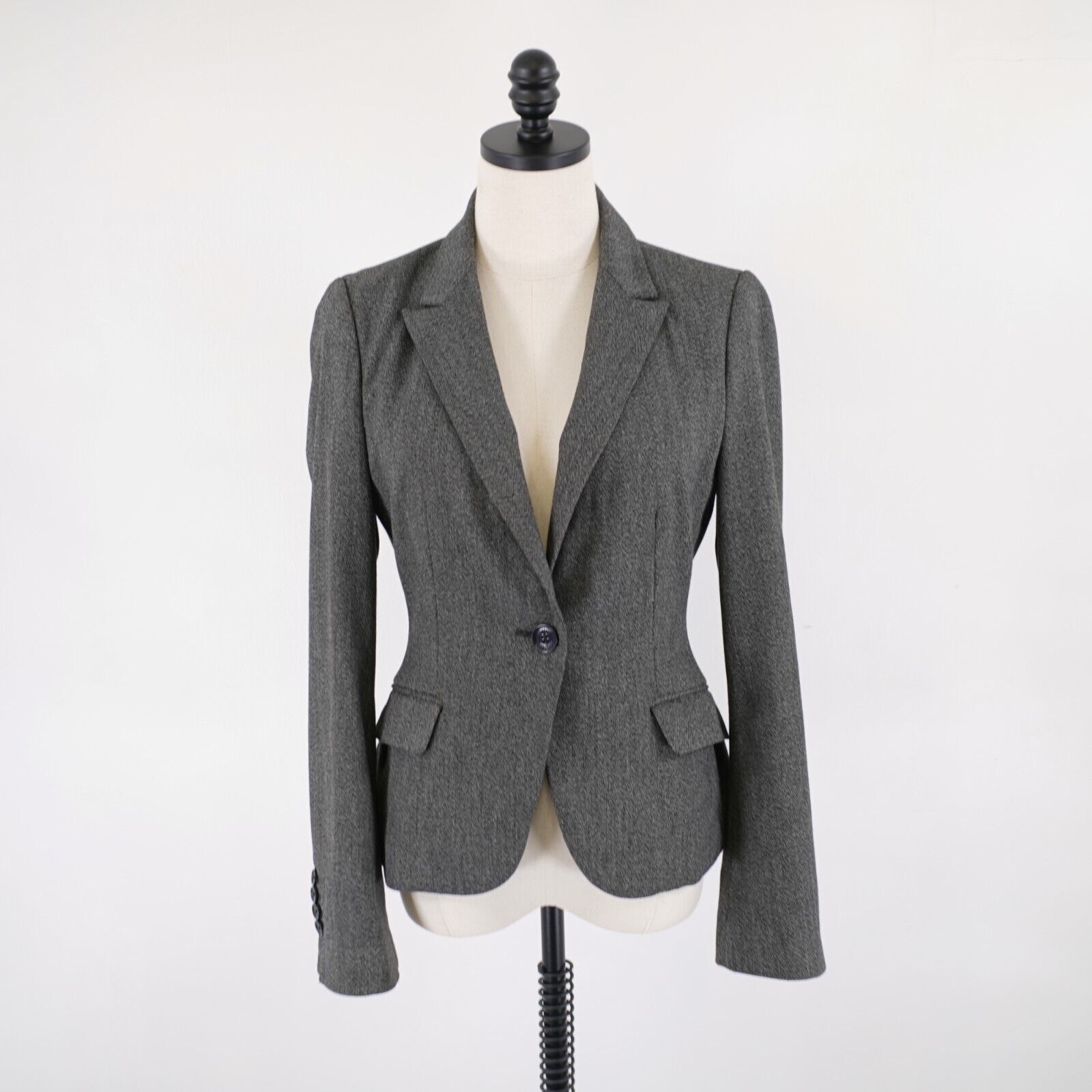 Express Express Design Studio Polyester Peak Lapel Blazer Size 4 Gra Size S / US 4 / IT 40 - 4 Thumbnail