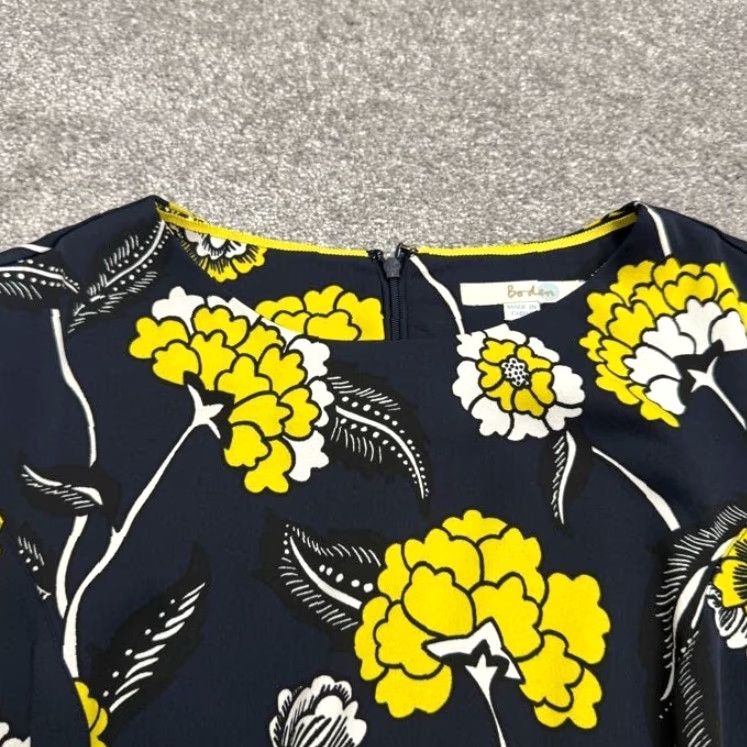Boden Boden Navy Blue Yellow Floral Midi Sheath Dress Womens US10R UK14R 3/4 Sleeve Floral Pattern Boho Office Workwear Casual Spring Summer Fall Womens Size L / US 10 / IT 46 - 3 Thumbnail