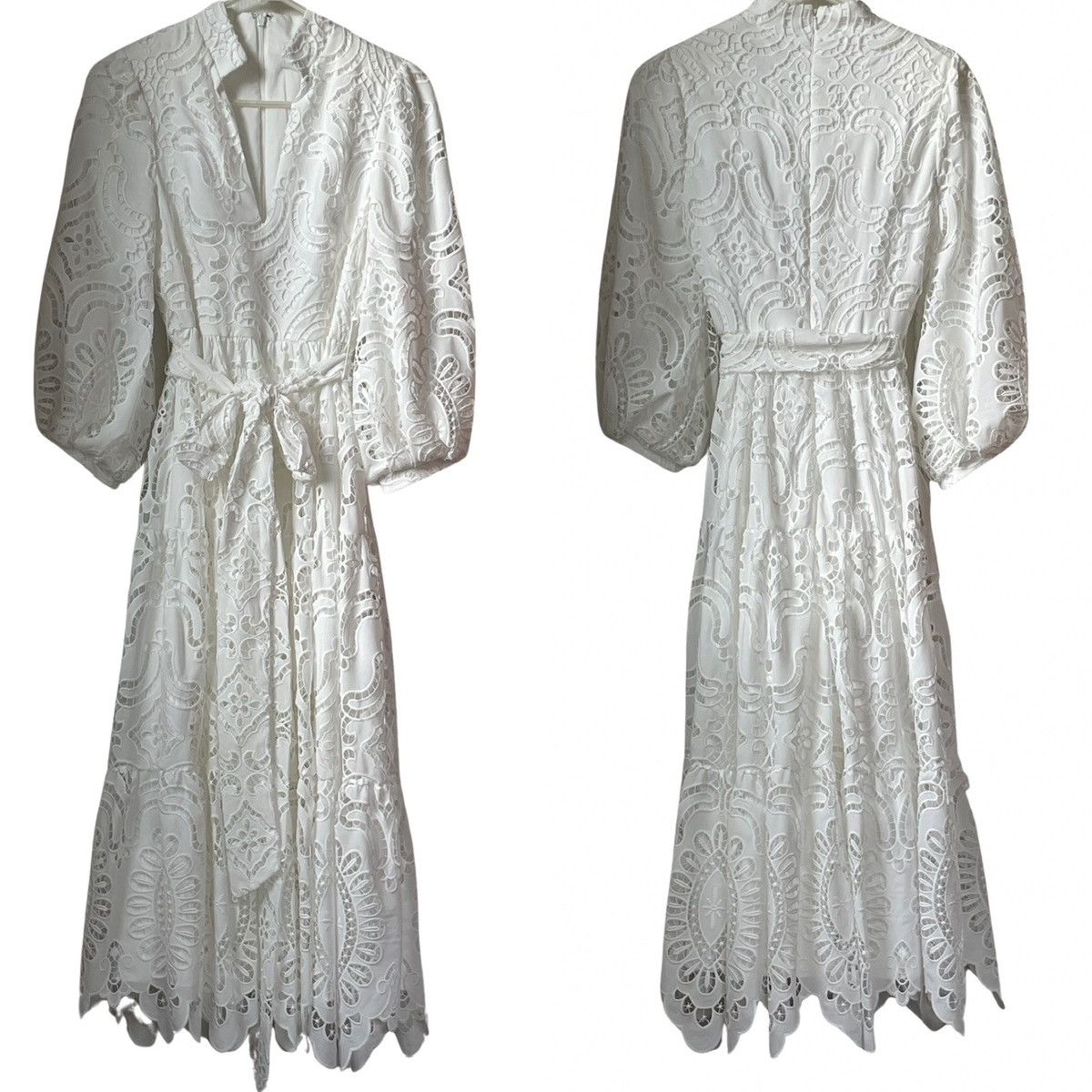 Badgley Mischka Broderie Anglaise Midi Dress Size XS / US 0-2 / IT 36-38 - 12 Thumbnail