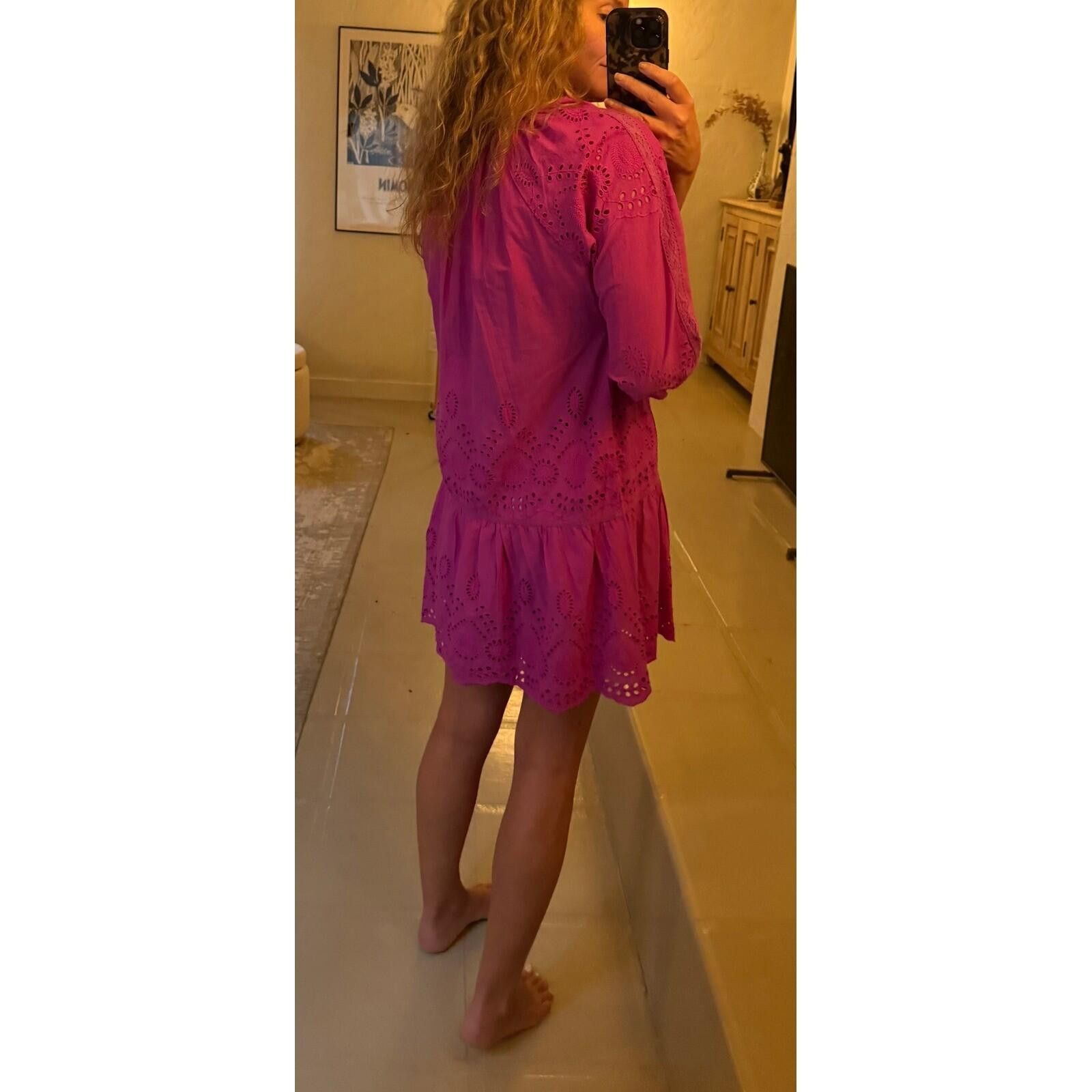 Other Melissa Odabash Pink Eyelet Cotton Mini Dress Cover Up Small Size S / US 4 / IT 40 - 2 Thumbnail