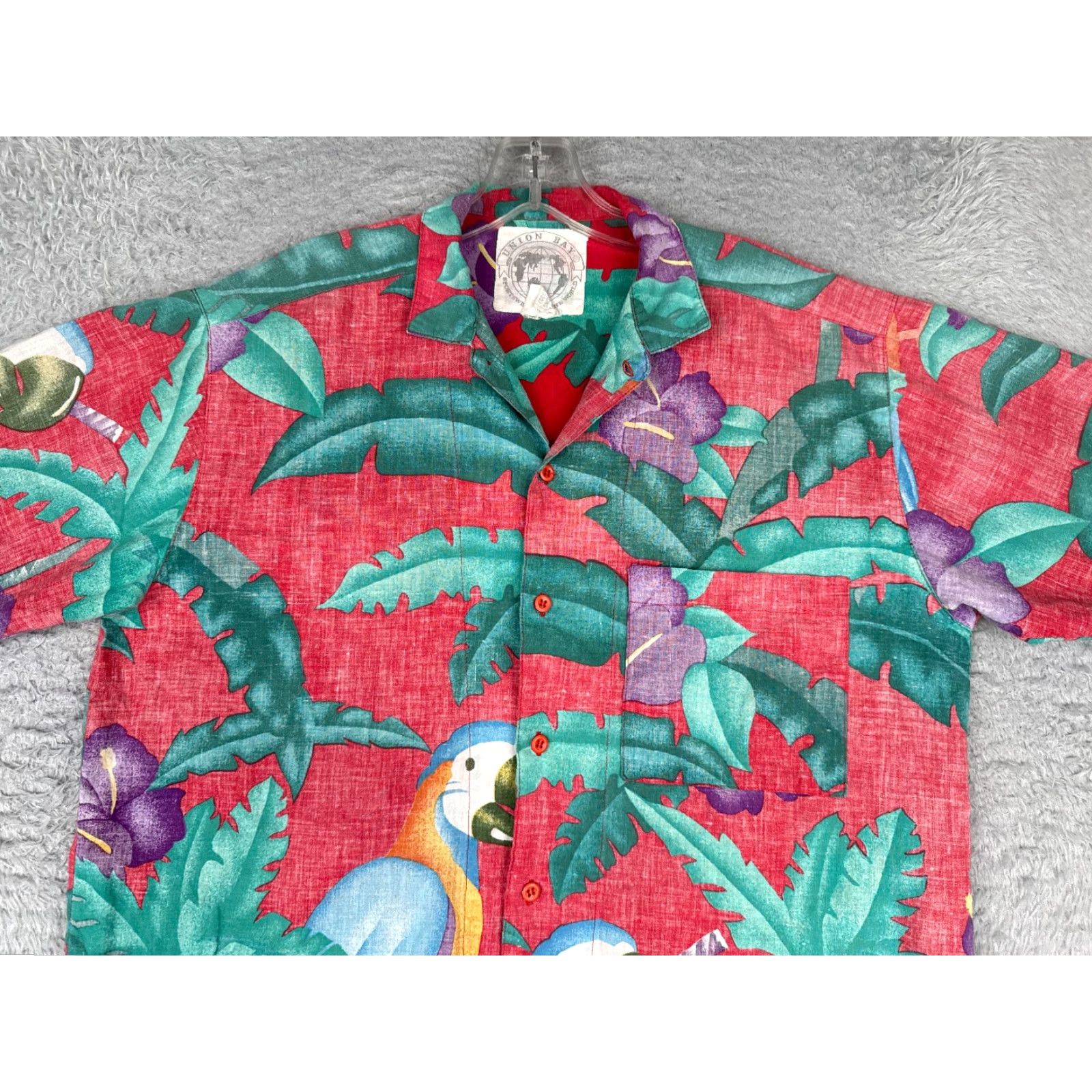 Vintage VINTAGE UNIONBAY Hawaiian Shirt Men Small Pink Parrot Cotton Button Inside Out Size US S / EU 44-46 / 1 - 4 Thumbnail