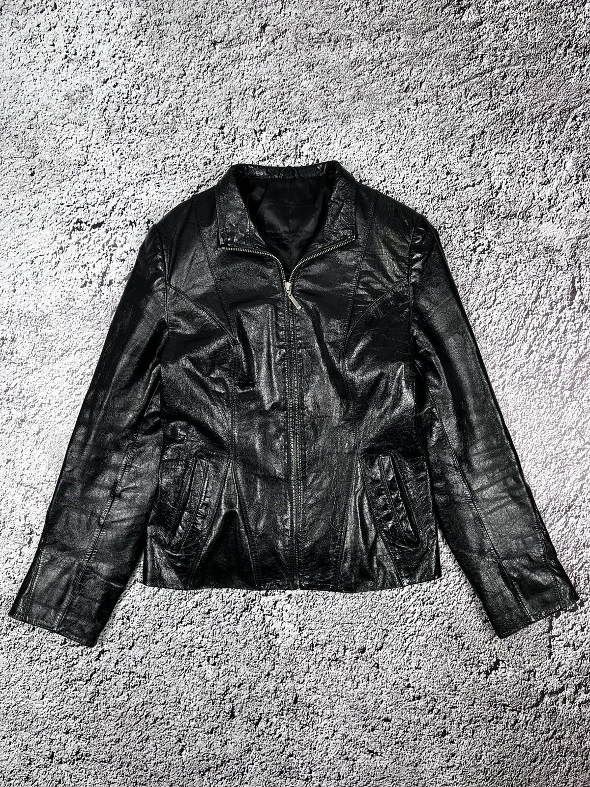 Leather Vintage Y2K Leather patchwork style avantgarde gothic jacket Size M / US 6-8 / IT 42-44 - 1 Thumbnail