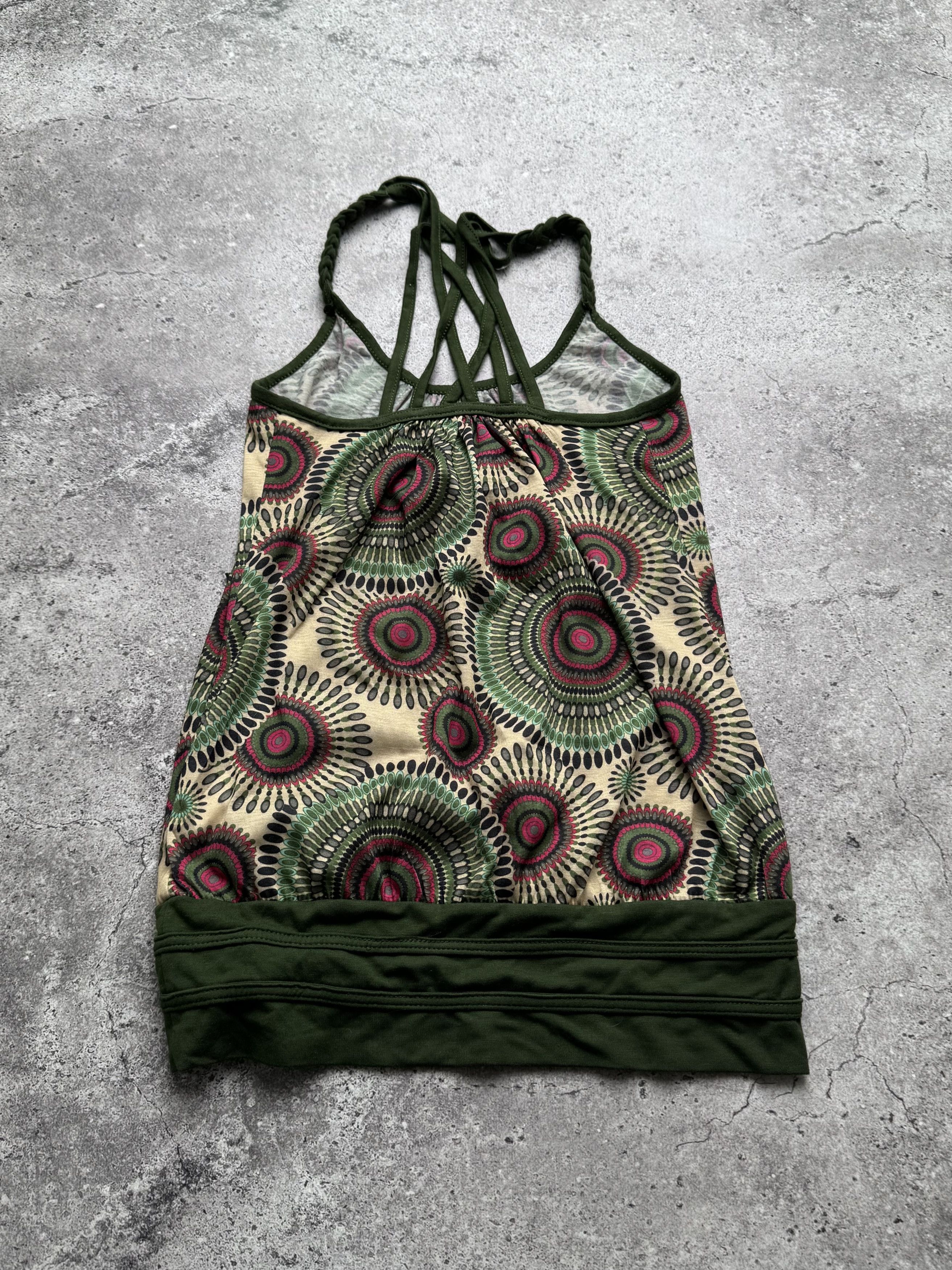 Vintage Vintage Boho Tank Top Strappy Back Tie Waist Abstract Print Size XS / US 0-2 / IT 36-38 - 4 Thumbnail