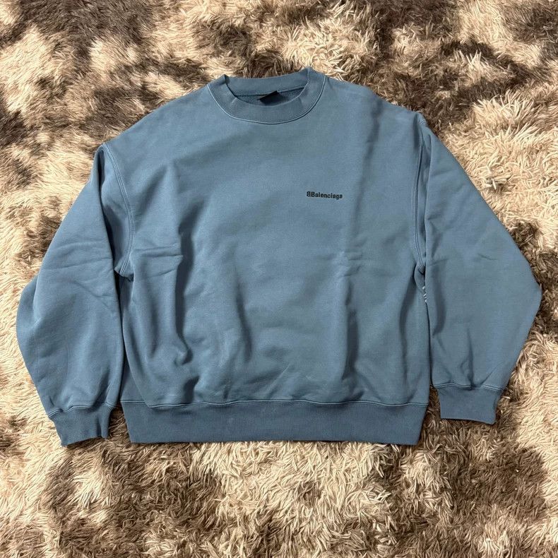 Balenciaga Balenciaga Embroidered Pullover Sweatshirt in Blue-dmc Size US S / EU 44-46 / 1 - 1 Thumbnail