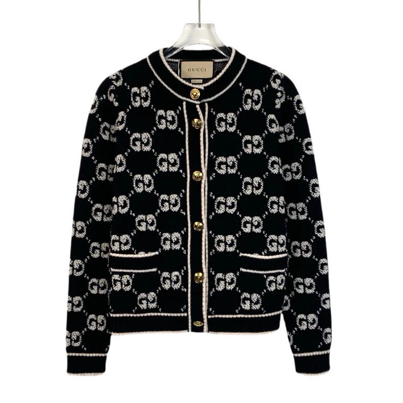 Gucci Gucci Black old-fashioned full-print knitted cardigan jacke Size US S / EU 44-46 / 1 - 1 Thumbnail