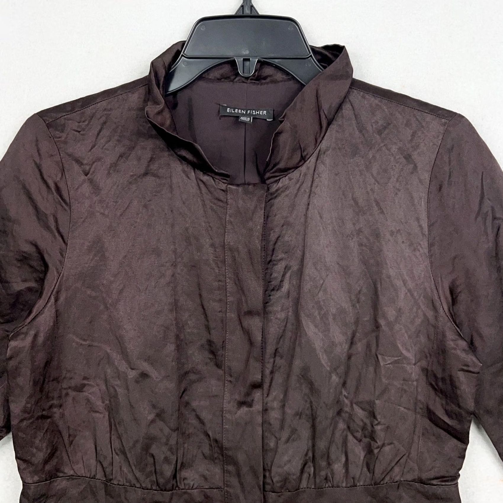 Eileen Fisher Eileen Fisher Coat Womens XS Steel Satin Metallic Trench Brown C​h estnut? Size XS / US 0-2 / IT 36-38 - 2 Thumbnail