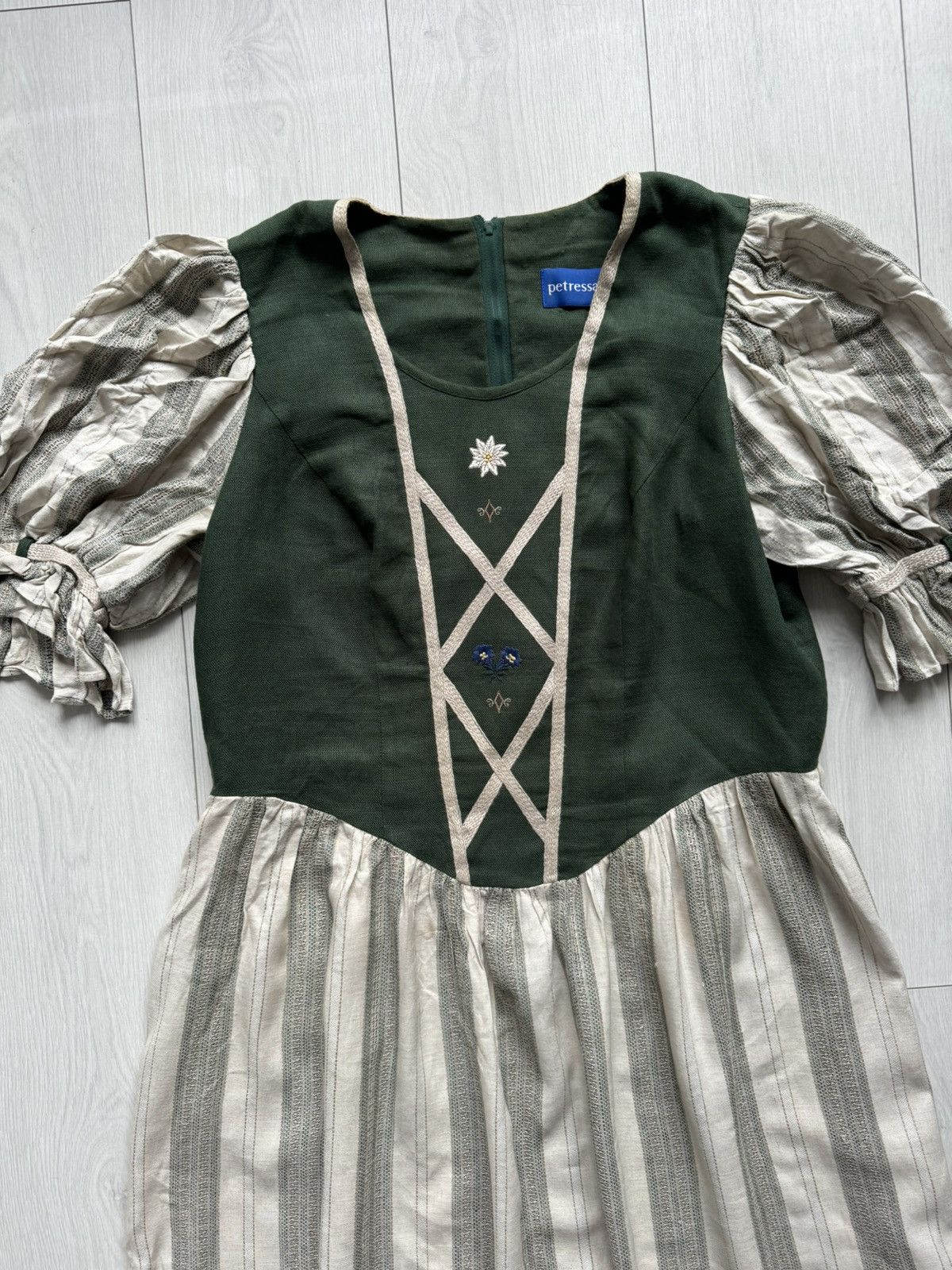 Designer VINTAGE PETRESSA Cottagecore OKTOBERFEST DRESS Linen/Viscose Size L / US 10 / IT 46 - 3 Thumbnail