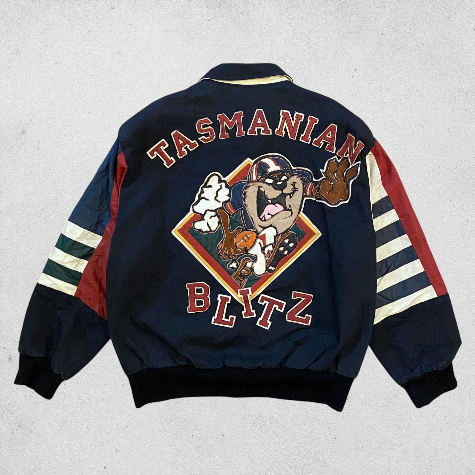Jeff Hamilton × Vintage Vintage 90s Taz Tasmanian Blitz Jeff Hamilton Leather Jacket Size US L / EU 52-54 / 3 - 1 Thumbnail