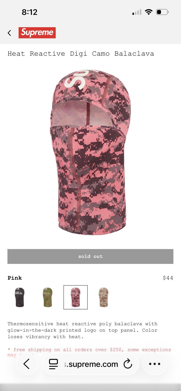 Supreme Supreme Heat Reactive Digi Camo Balaclava Size ONE SIZE - 1 Preview