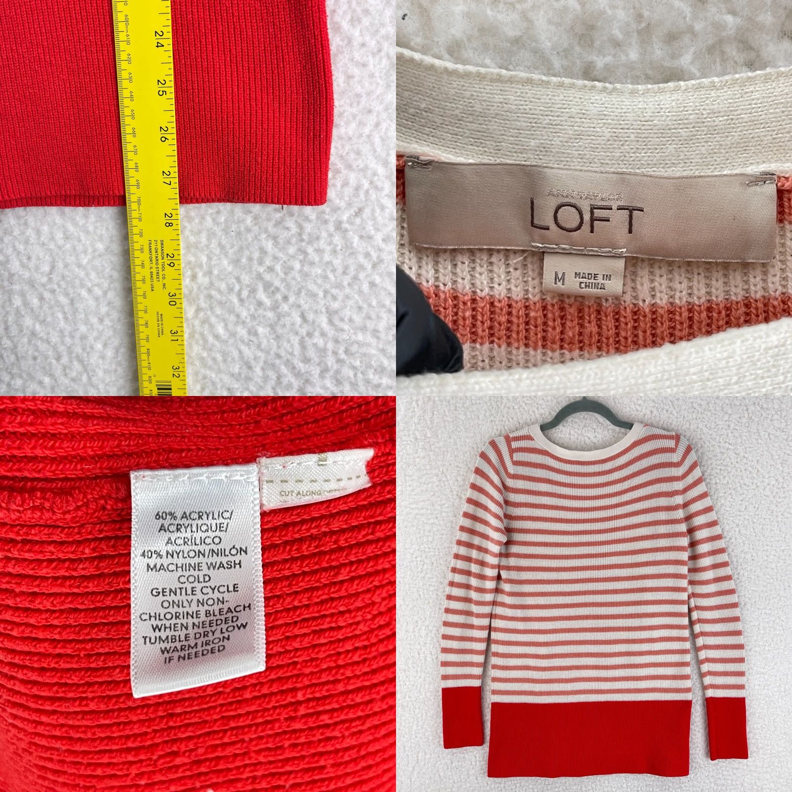 Ann Taylor Ann Taylor LOFT Orange Striped Knit Pullover Sweater Womens Crew Neck Size M Size M / US 6-8 / IT 42-44 - 8 Thumbnail