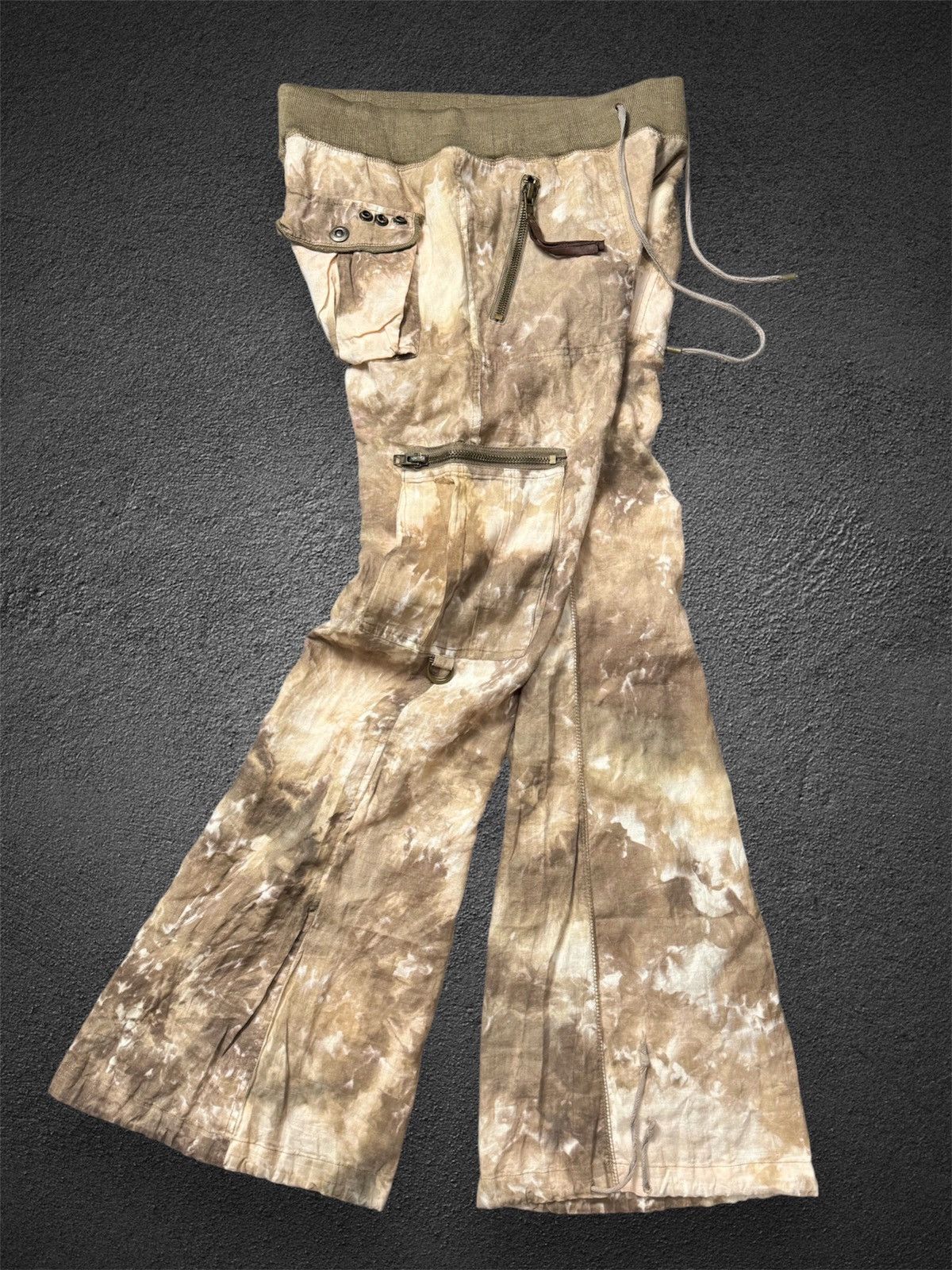 If Six Was Nine × Japanese Brand × Le Grande Bleu (L.G.B.) G.O.A Goa Flared Bootcut Cargo Pants Bleach Brown Size US 32 / EU 48 - 2 Thumbnail