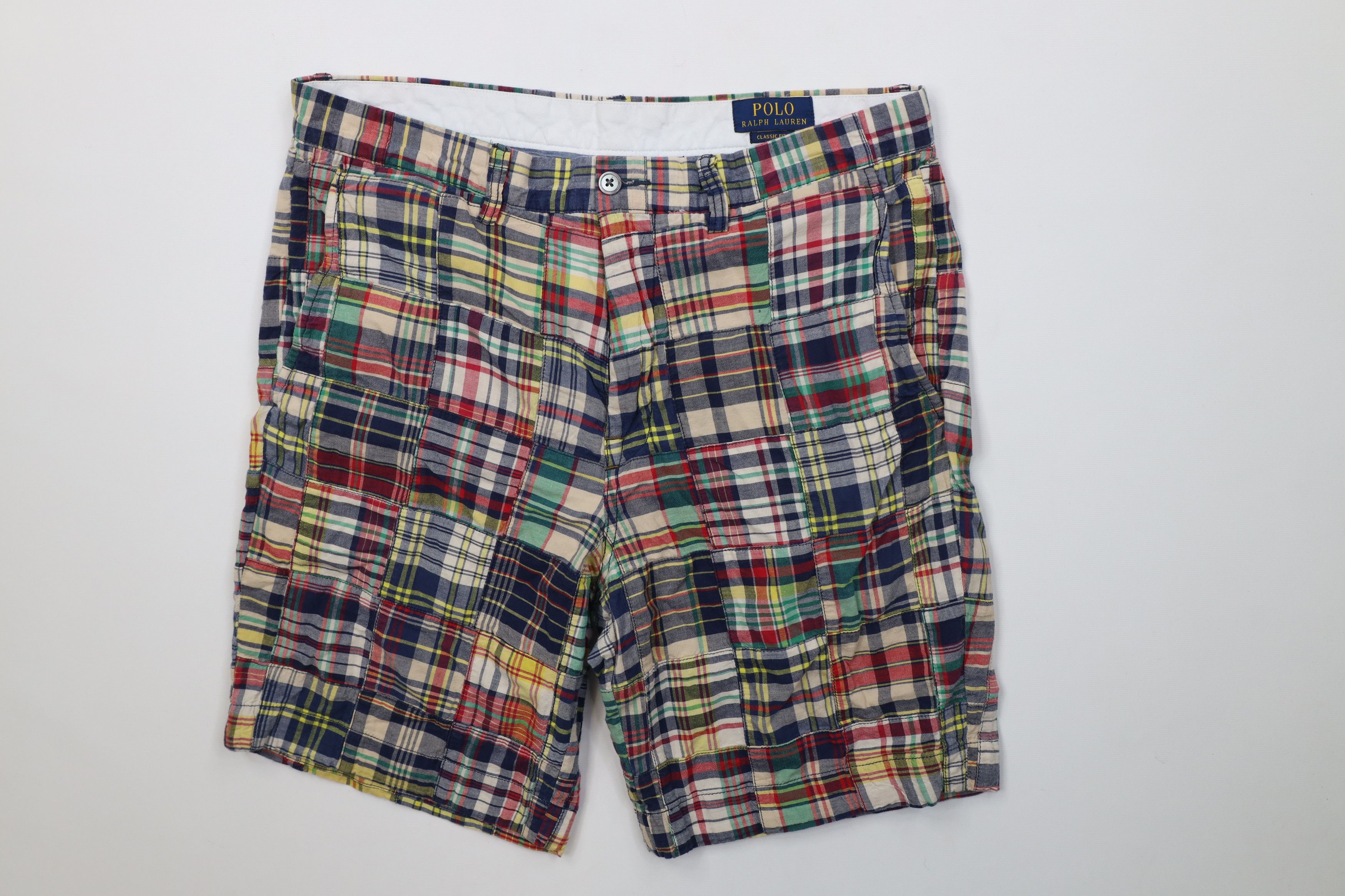 Ralph Lauren Vintage Y2K Ralph Lauren Patchwork Madras Plaid Chino Shorts Size US 32 / EU 48 - 1 Thumbnail
