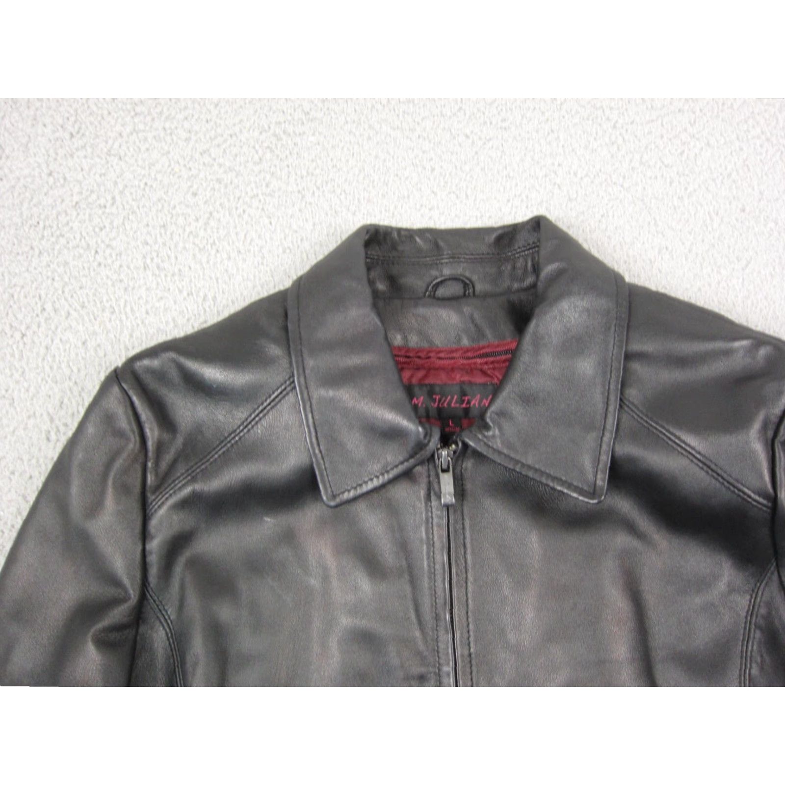Vintage VINTAGE M. Julian Leather Jacket Mens L Black Bomber Zip 90s Thinsulate Full Zip Jacket Coat Winter Spring Fall Distressed? Size US L / EU 52-54 / 3 - 2 Thumbnail