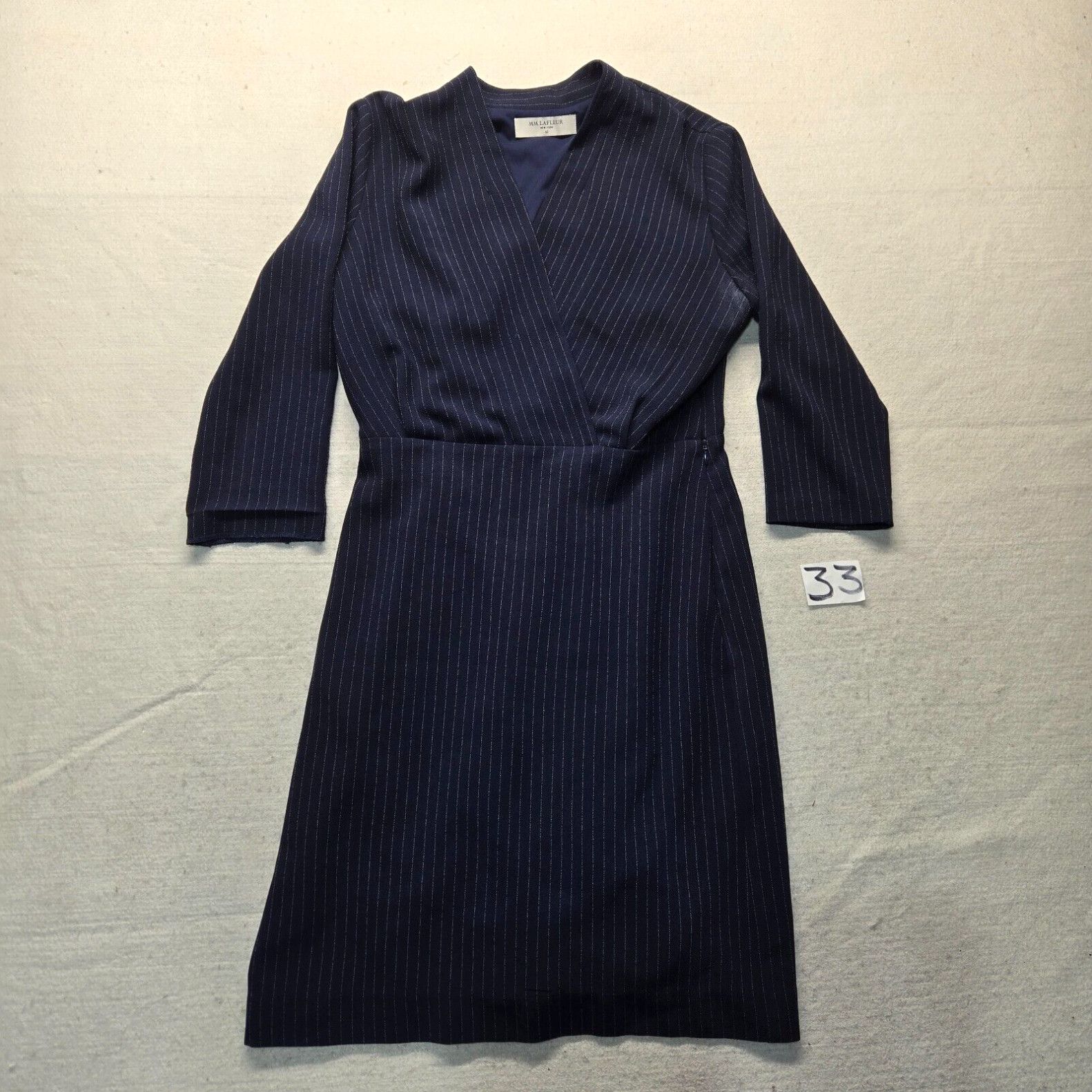 image of Vintage Mm Lafleur Blue Folded Over Dress Work Career Professional Adult Women's Size 10 in White