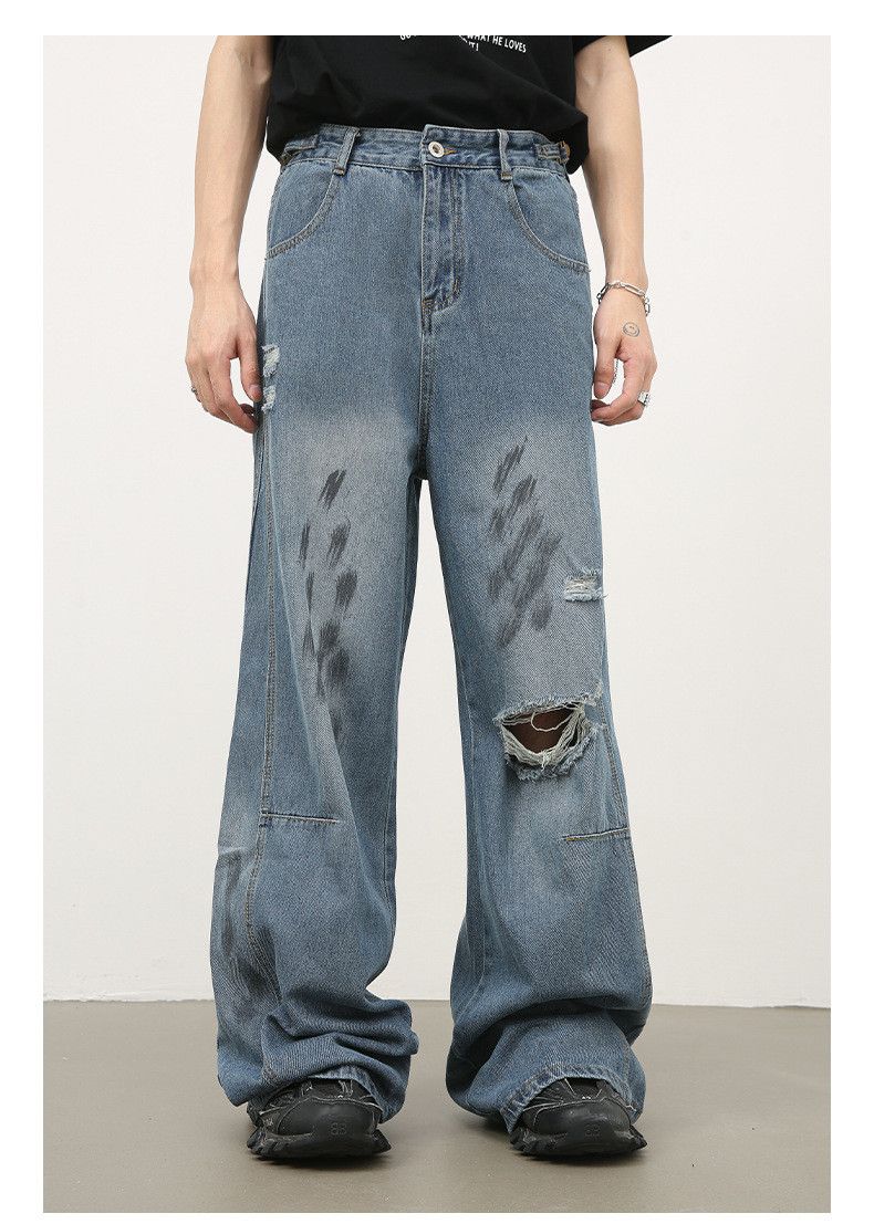 Japanese Brand × Jean American retro distressed straight-leg ripped jeans Size US 32 / EU 48 - 1 Thumbnail