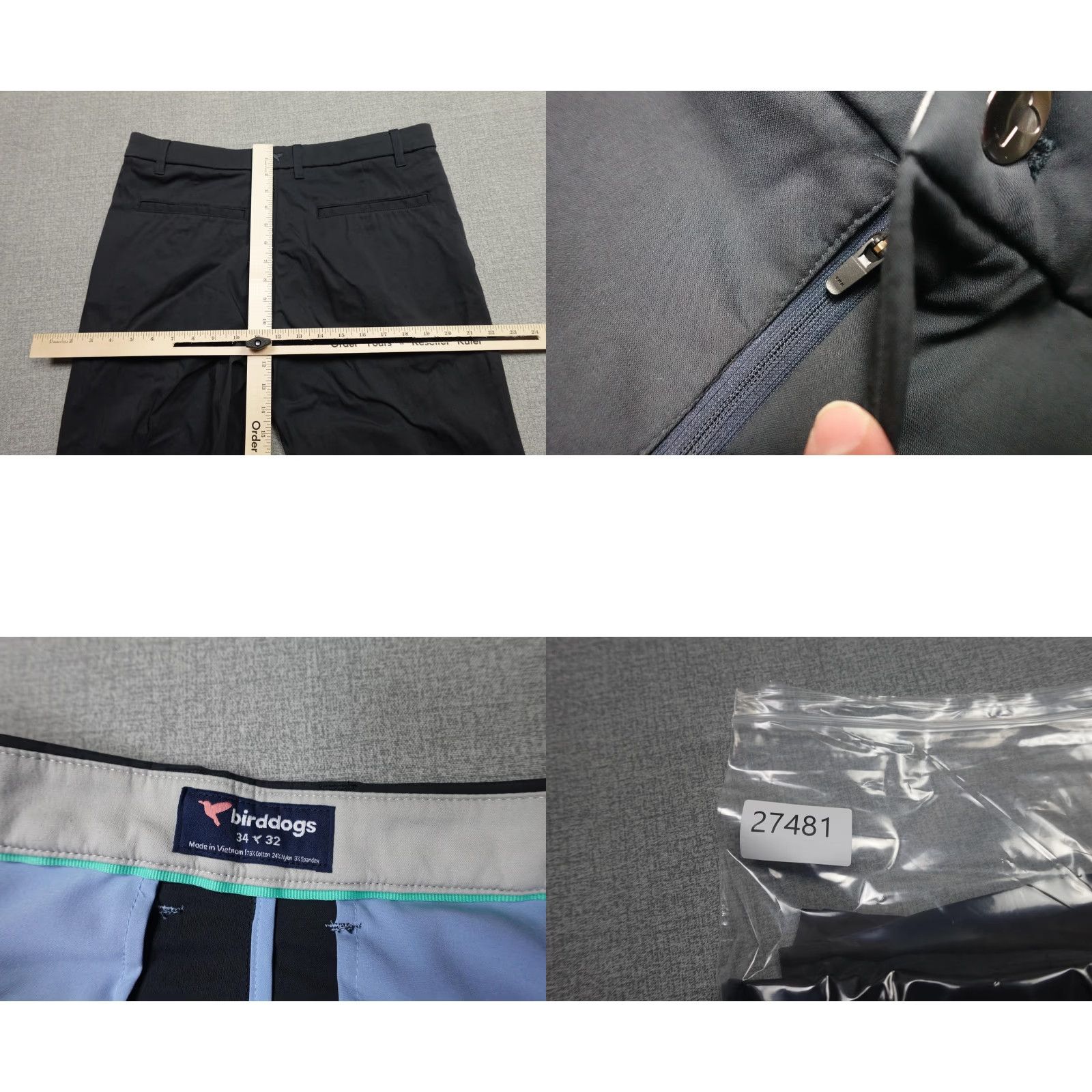 Vintage Birddogs Chino Pants Mens 34x30 Gray Stretch Straight Golf Casual Performance Size US 34 / EU 50 - 8 Thumbnail