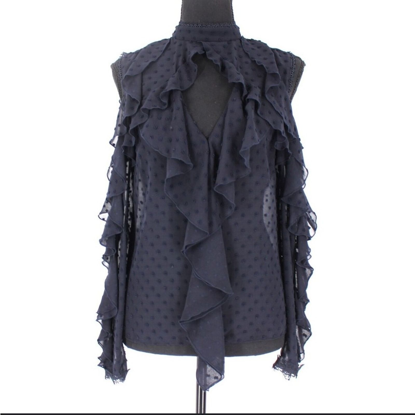 NICHOLAS 136 Nicholas $695 Navy Ruffle Trim Blouse Size 2 Size XS / US 0-2 / IT 36-38 - 8 Thumbnail