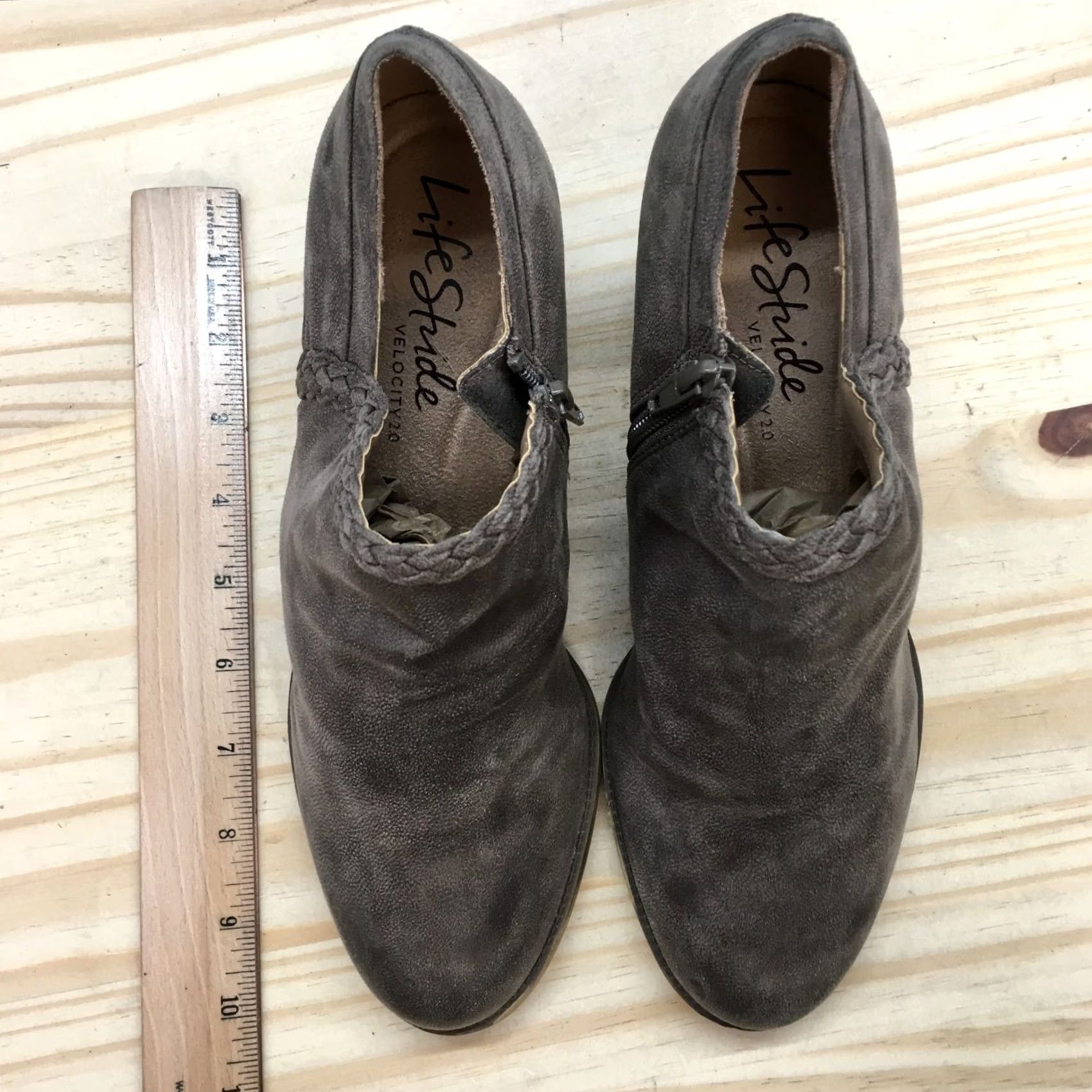 Vintage LifeStride Jacinda Boots Womens 8.5 M Brown Faux Suede Side Zip Bootie Heel 2 in Casual Oblique Style Boots Womens Brown LifeStride Jacinda Boots Size US 9 / IT 39 - 7 Thumbnail