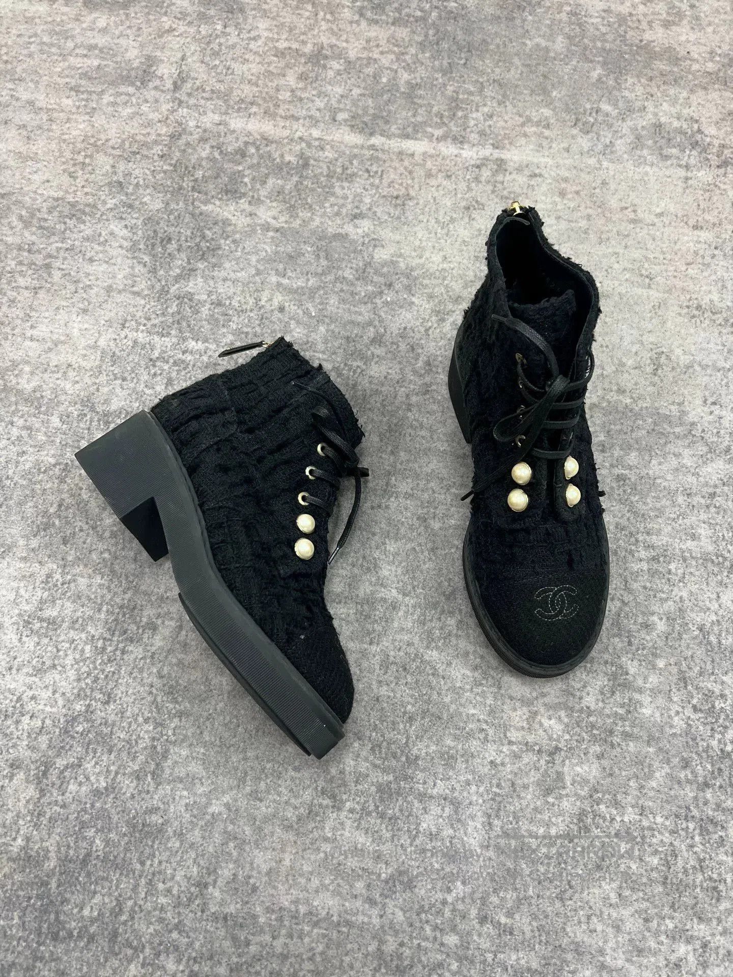 Chanel Chanel Pearl Wool Short Boots. Size US 4.5 / IT 34.5 - 2 Thumbnail