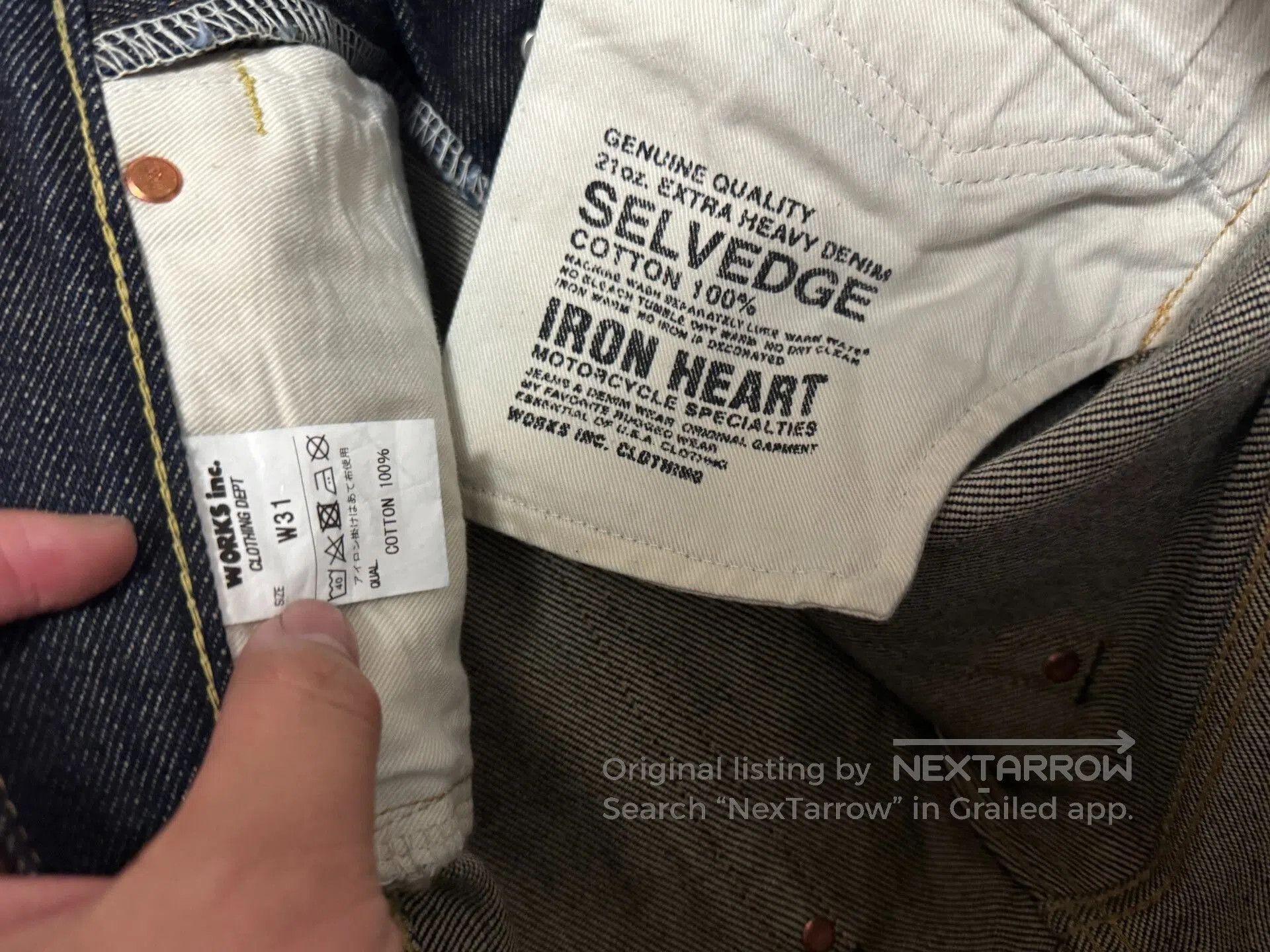 Momotaro Jeans Iron Heart 21oz Raw Denim Jeans. Size US 31 - 5 Thumbnail