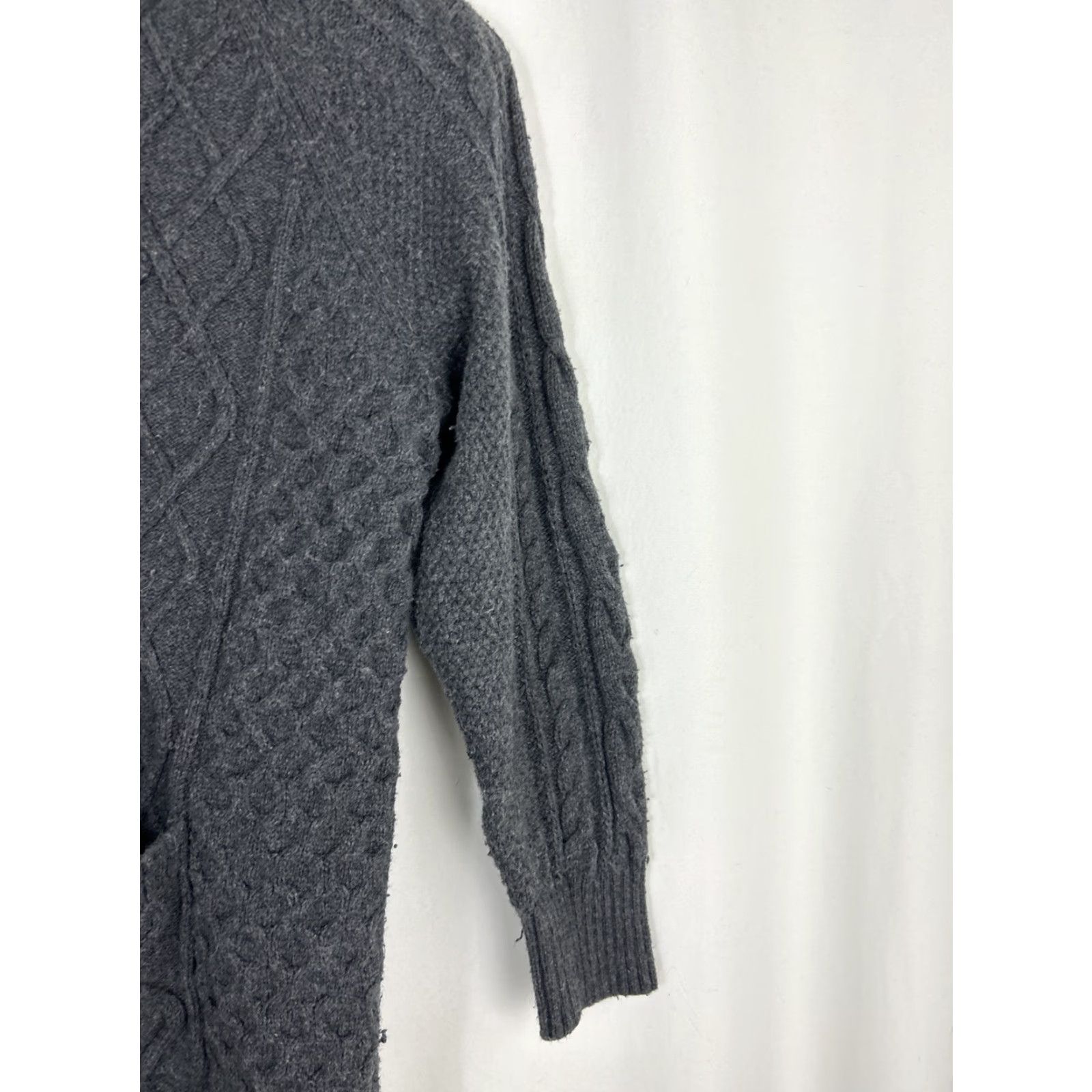 Gap Gap Cardigan Women Knit Wool Blend Open Front Cable-Knit Charcoal Gray Long Sleeve Medium Fall Winter Relaxed Casual Size M / US 6-8 / IT 42-44 - 4 Thumbnail