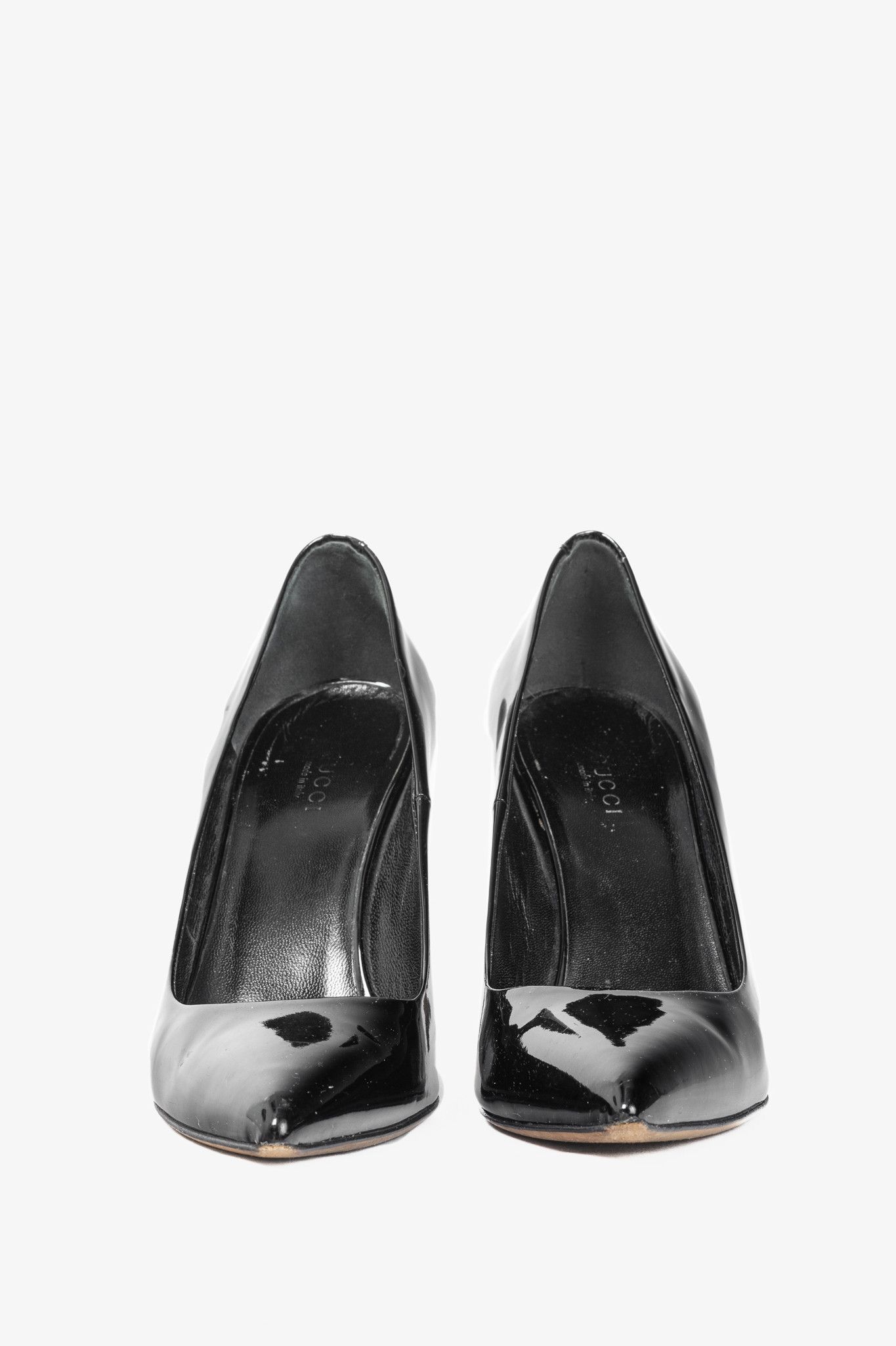 Gucci Gucci Kristen Black Patent-Leather Pointed Toe Bamboo Heels Size US 6.5 / IT 36.5 - 2 Thumbnail