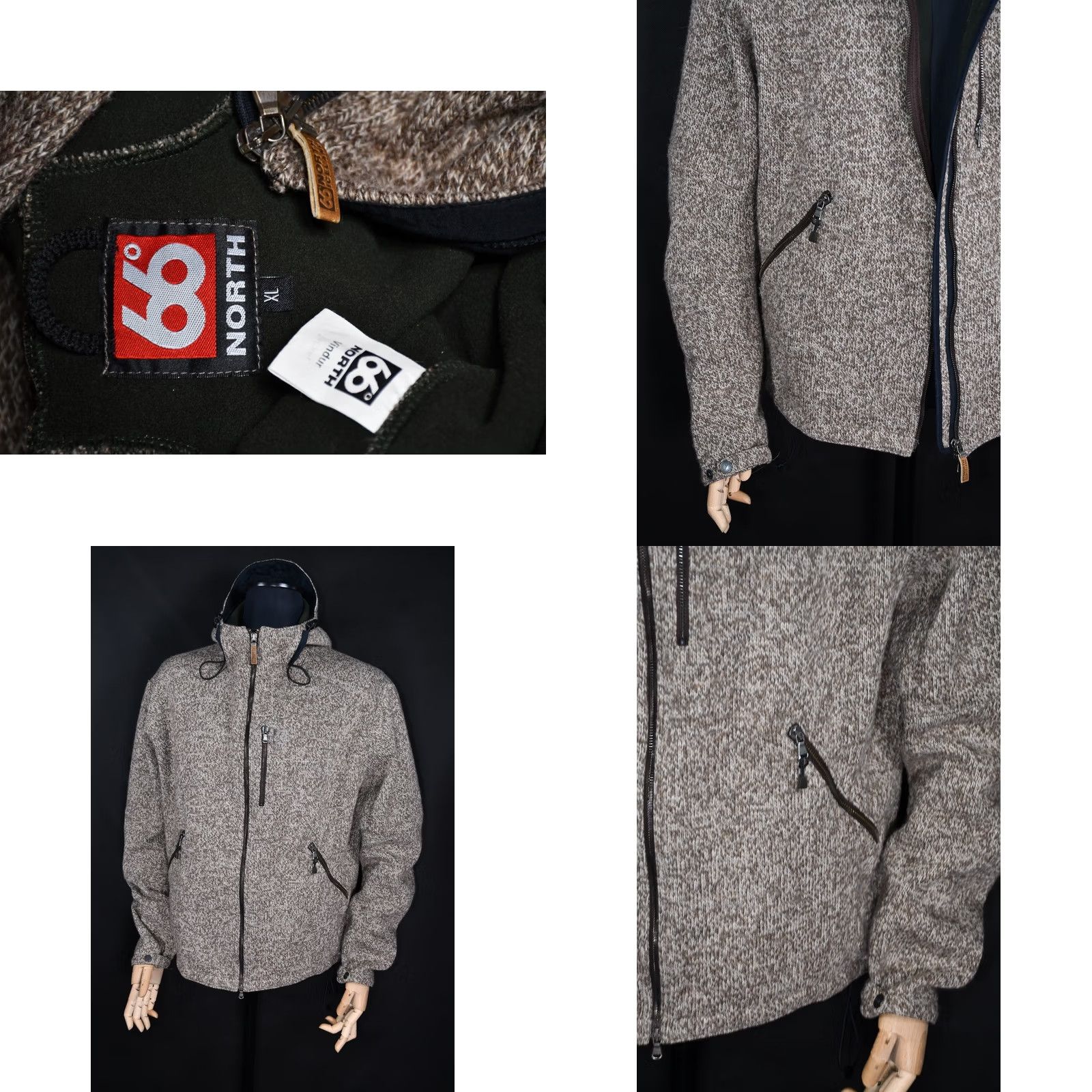 Vintage 66 North Vindur Jacket Mens XL Hooded Lined Wool Knit 41% Acrylic 33% Polyester 17% Wool Brown Winter Logo Shirt Coat Size US XL / EU 56 / 4 - 8 Thumbnail