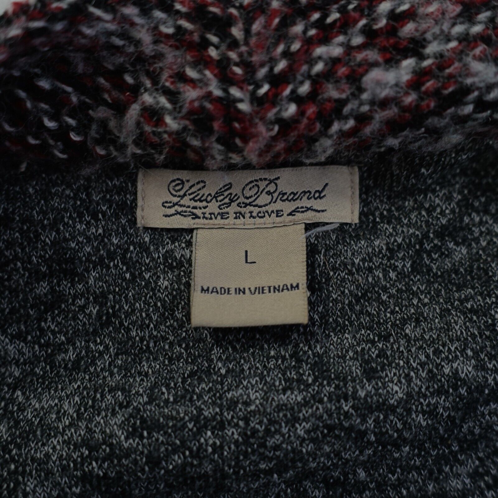 Lucky Brand Lucky Brand Patchwork Heather Gray Red Cardigan Sweater Larg Size L / US 10 / IT 46 - 6 Thumbnail