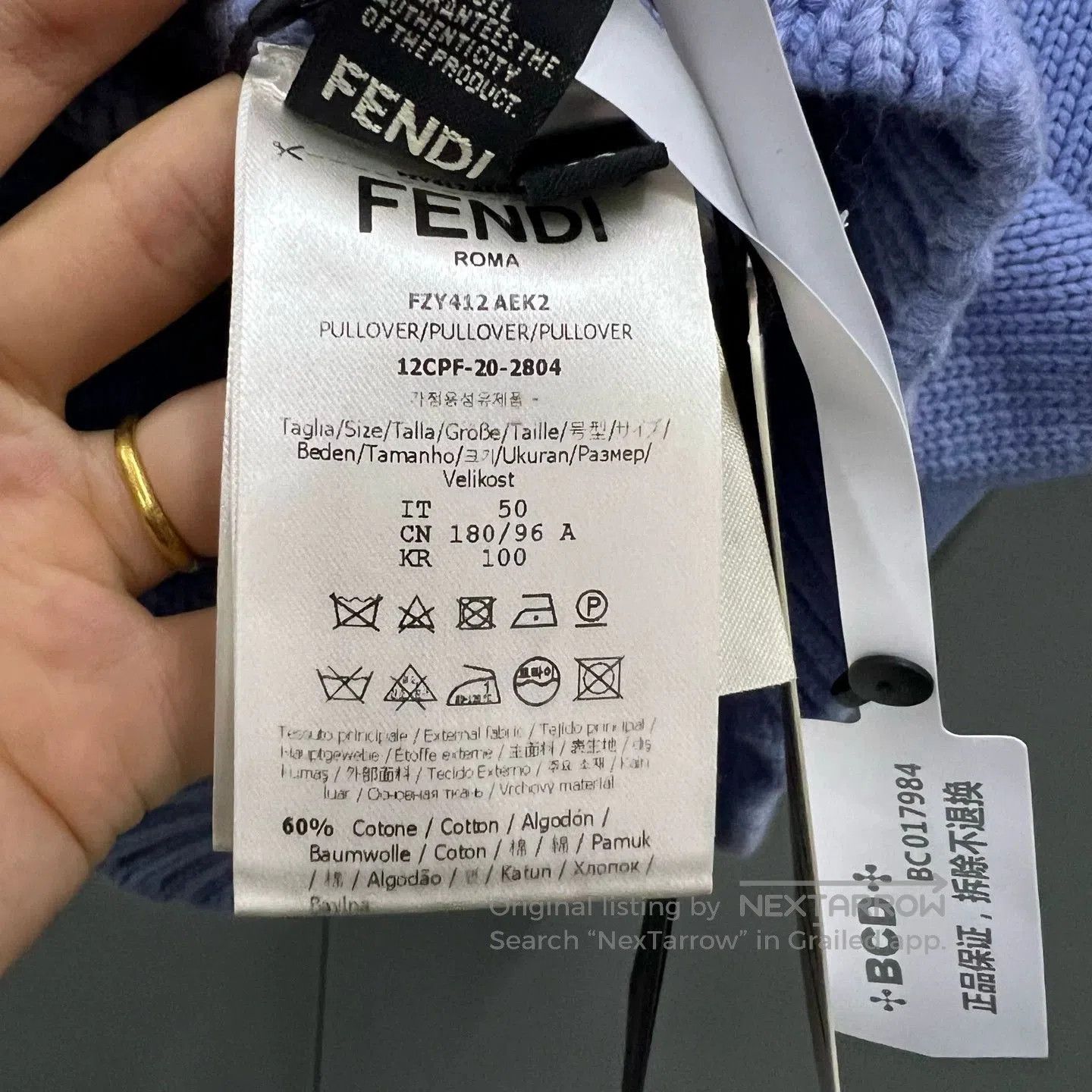 Fendi FENDI Blue V-Neck Knit Vest. Size US L / EU 52-54 / 3 - 3 Thumbnail