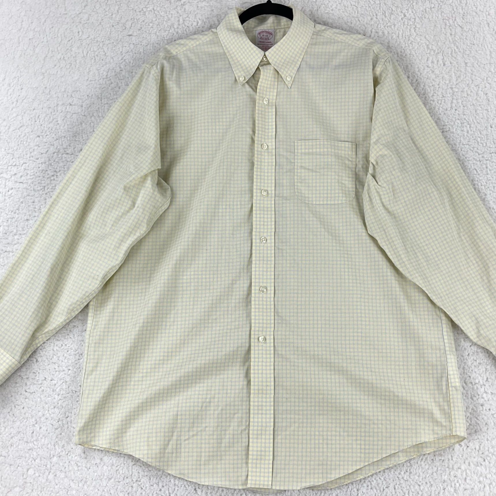 Brooks Brothers Brooks Brothers Button-Down Shirt Mens Large Yellow Plaid Long Sleeve Cotton Spandex Dress Shirt Size US L / EU 52-54 / 3 - 2 Thumbnail