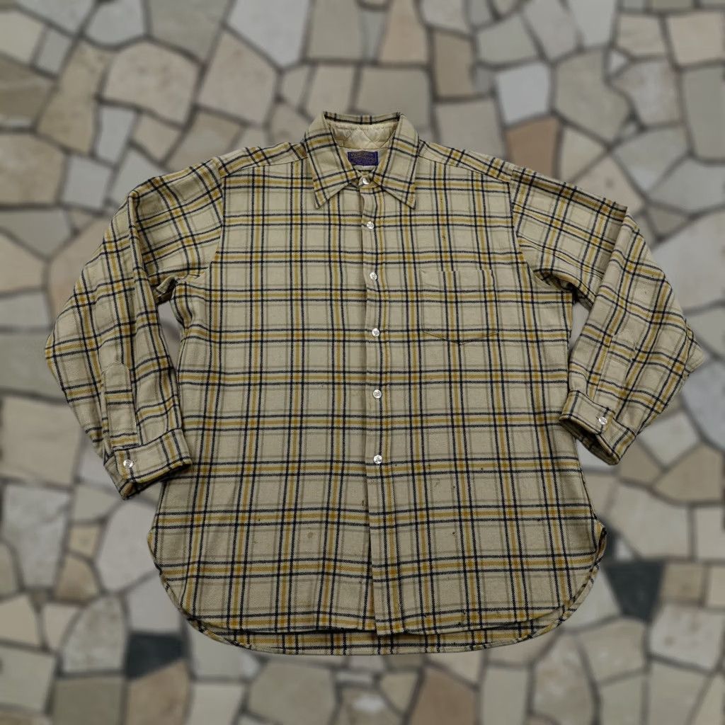 Pendleton Vintage Pendleton Shirt Mens XL Beige Plaid Lodge Flannel Wool Button Up 60s Size US XL / EU 56 / 4 - 1 Thumbnail