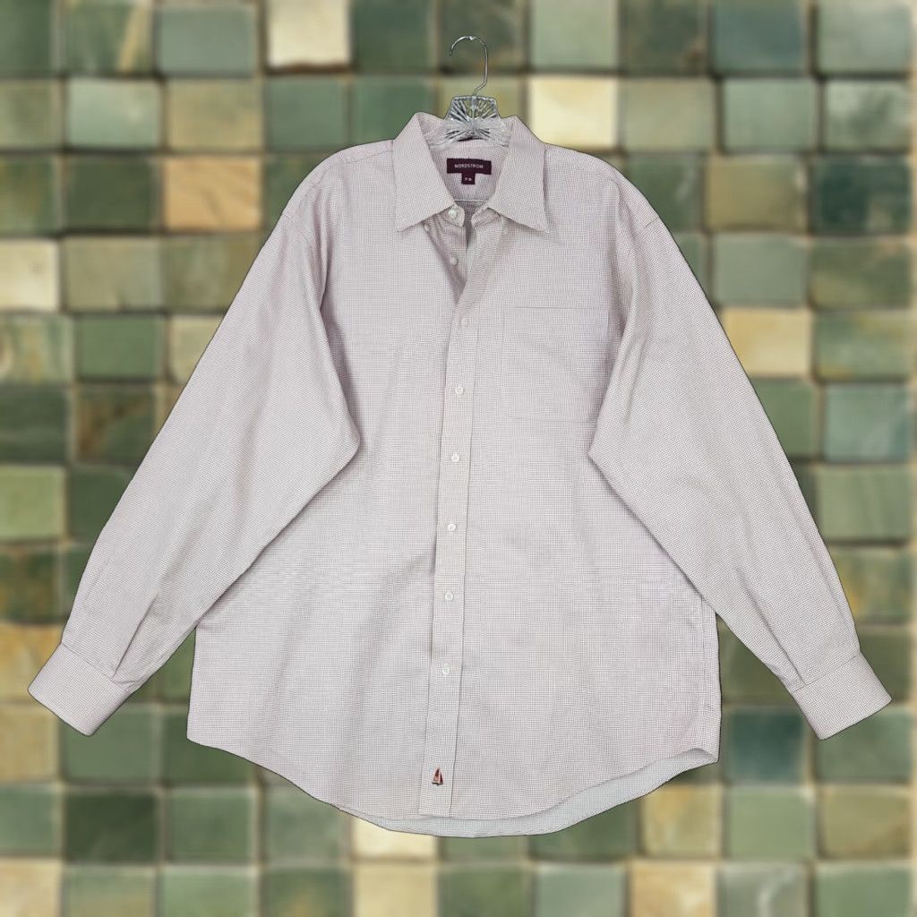 Nordstrom Nordstrom Mens White Red Patterned Long Sleeve Button Down Dress Shirt Size 17 Size US XL / EU 56 / 4 - 1 Thumbnail