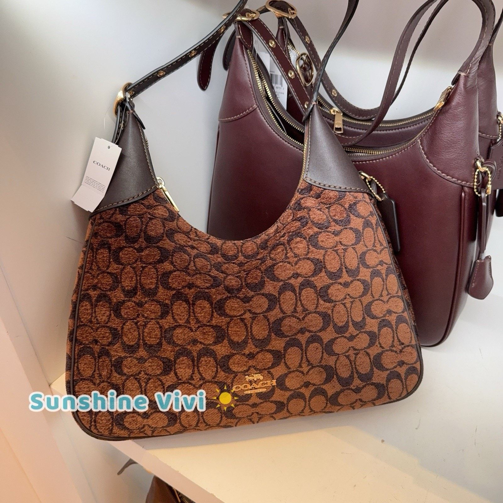 NWT Coach CCE49 Ella Shoulder Bag Signature Chenille Truffle