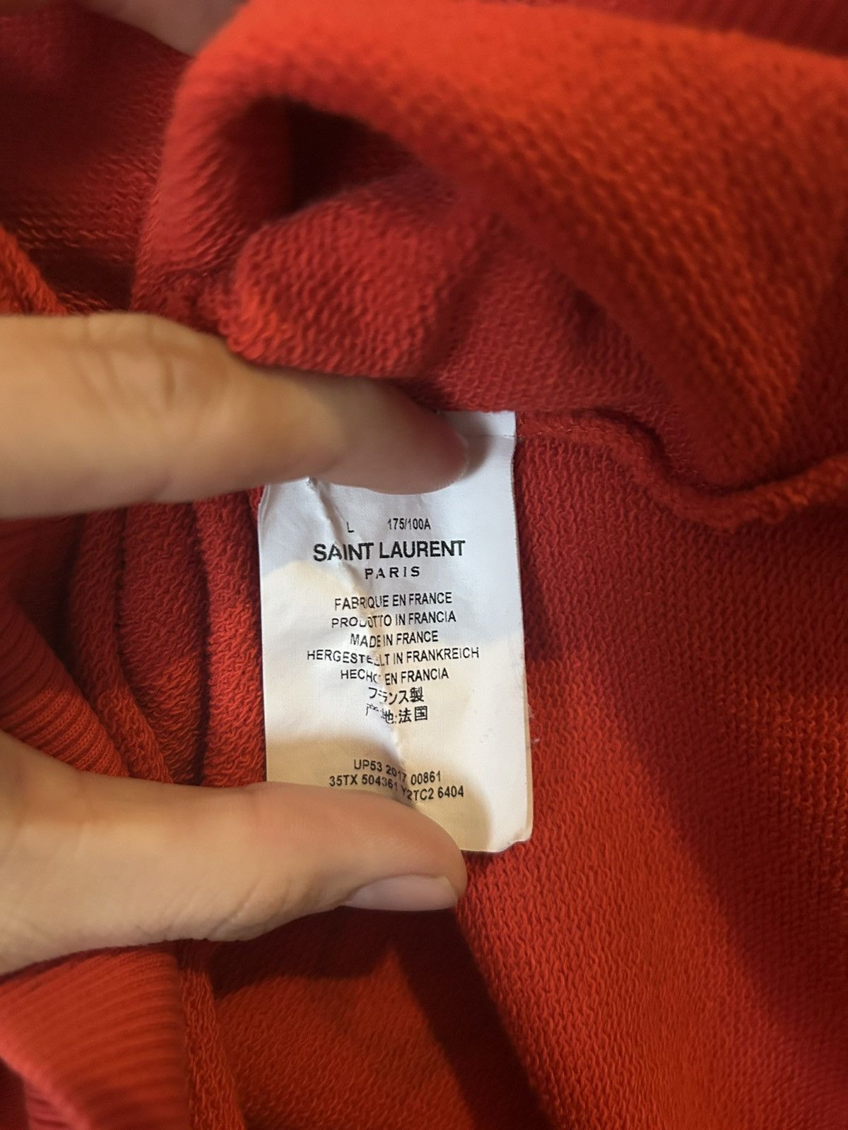 Saint Laurent Paris Saint Laurent Red Hoodie Size US L / EU 52-54 / 3 - 4 Thumbnail