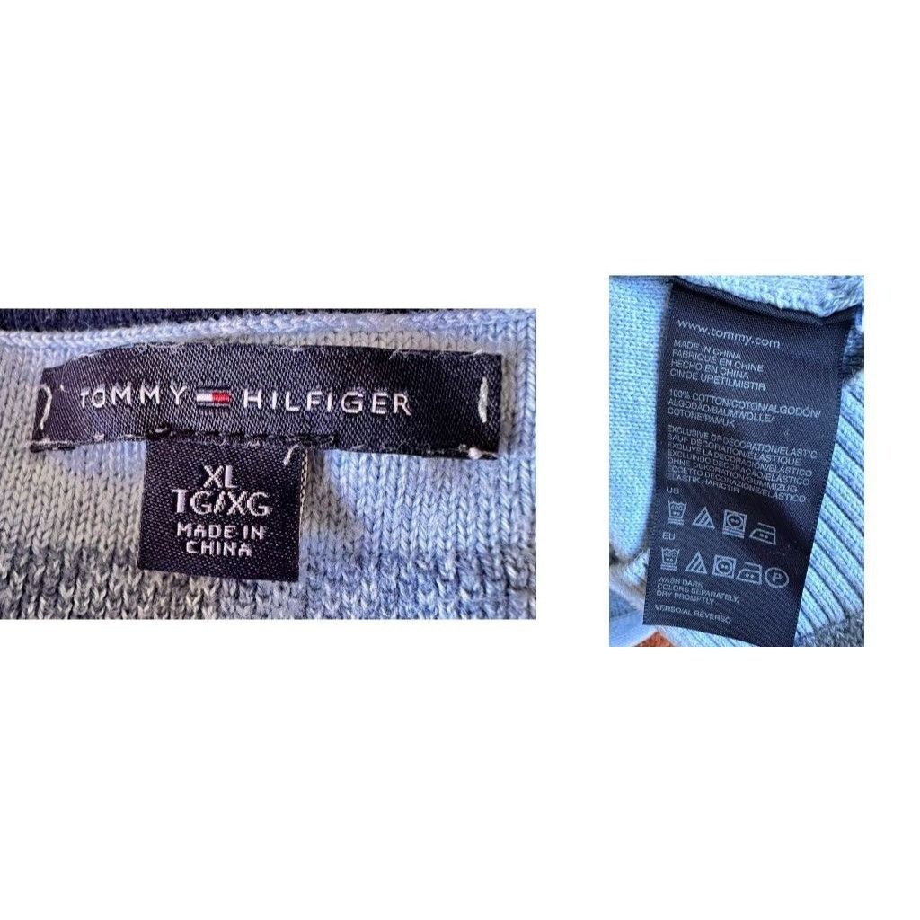 Tommy Hilfiger × Vintage Vimtage Tommy Hilfiger Sweater XL Pullover Blue Striped 3/4 Size XL / US 12-14 / IT 48-50 - 11 Thumbnail