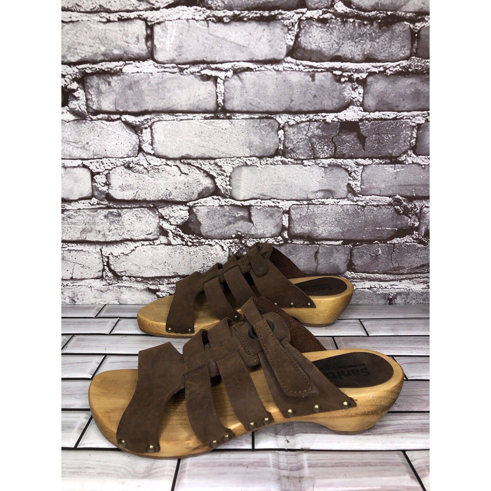 Other Sanita Brown Suede Leather Slide Clogs Wooden Heel Sandals W Size US 9.5 / IT 39.5 - 1 Thumbnail