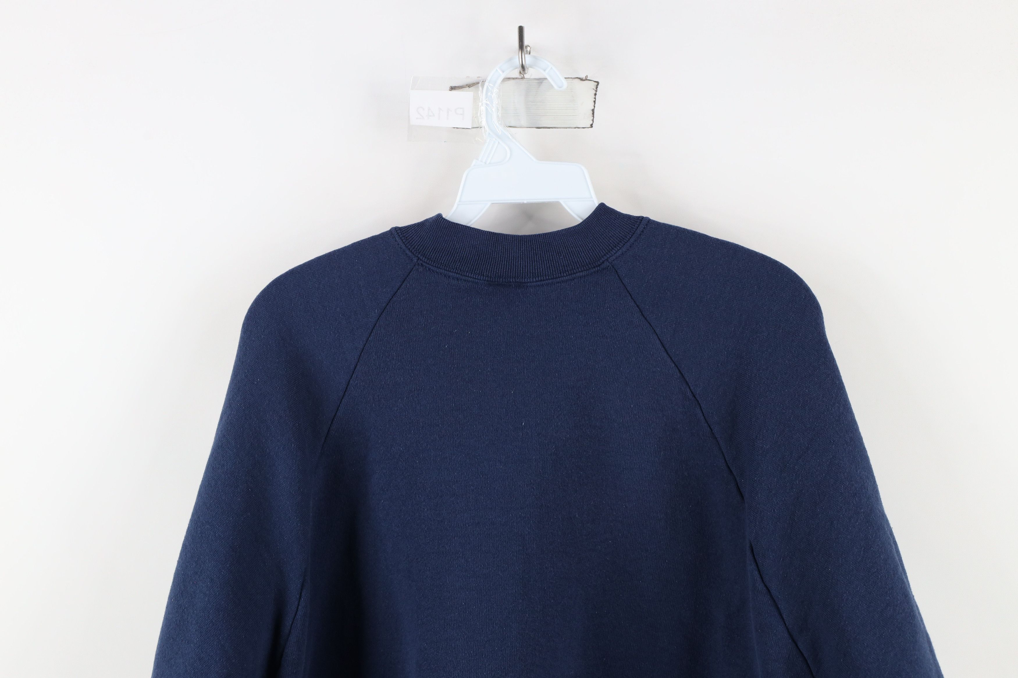 Vintage Vintage 90s Streetwear Blank Crewneck Sweatshirt Navy Blue Size L / US 10 / IT 46 - 6 Thumbnail