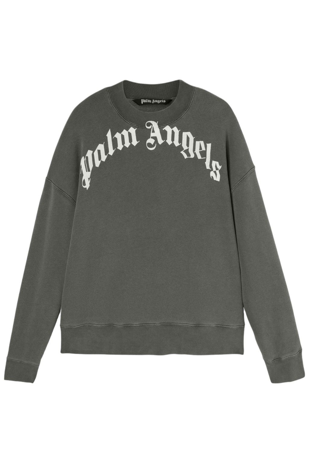 image of Palm Angels Curved Logo Sweatshirt Dark Grey, Men's (Size Medium)