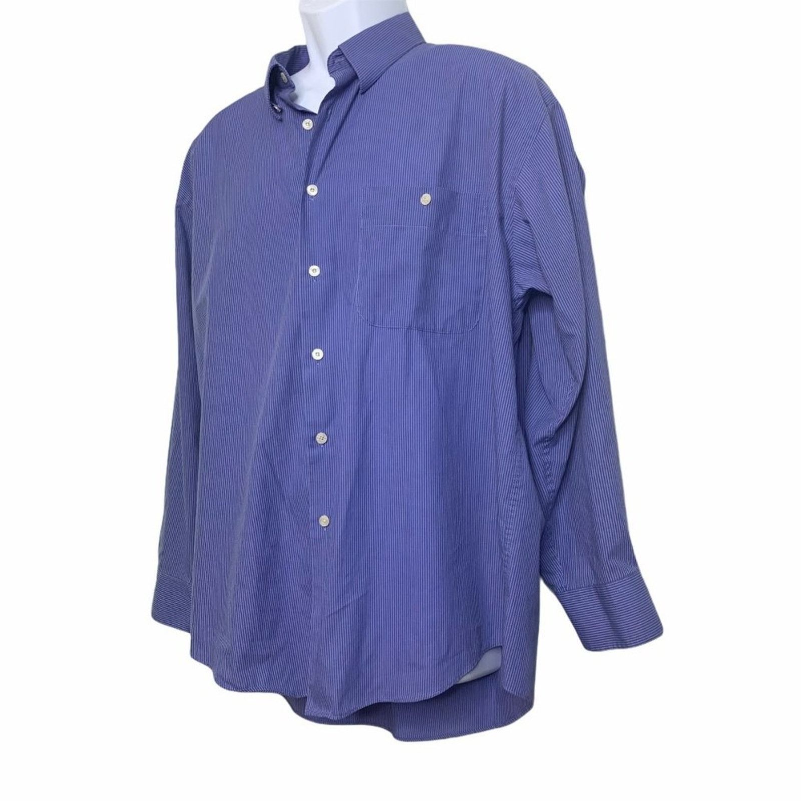 Yves Saint Laurent Yves Saint Laurent Pin Stripe Blue Navy Shirt XL 17 32 33 Size US XL / EU 56 / 4 - 11 Thumbnail
