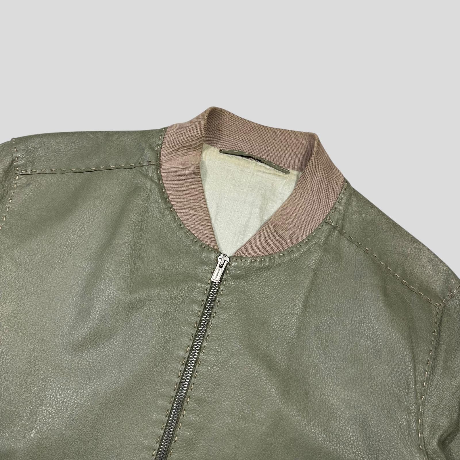 Fendi Fendi Avocado Green Leather FF Zucca Bomber Jacket IT46 S/M Size US M / EU 48-50 / 2 - 3 Thumbnail