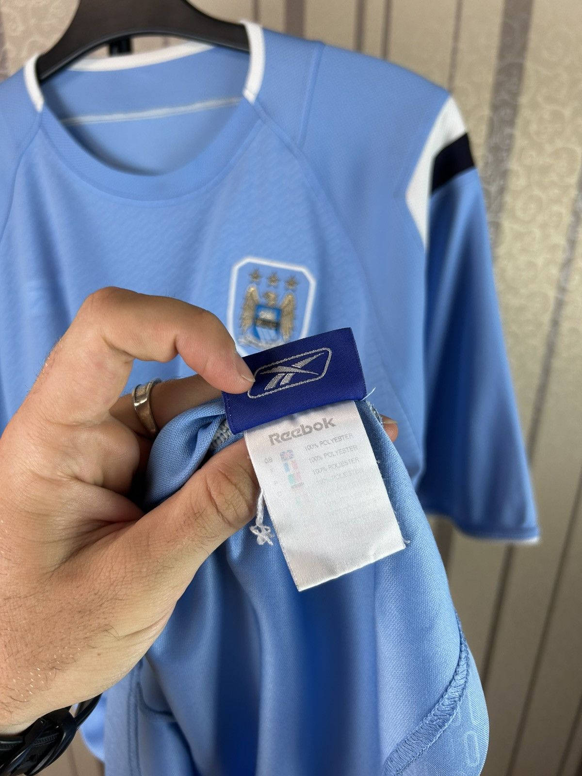 Reebok 2004-05 Manchester City Home Football Shirt Jersey Soccer Size US XL / EU 56 / 4 - 10 Thumbnail