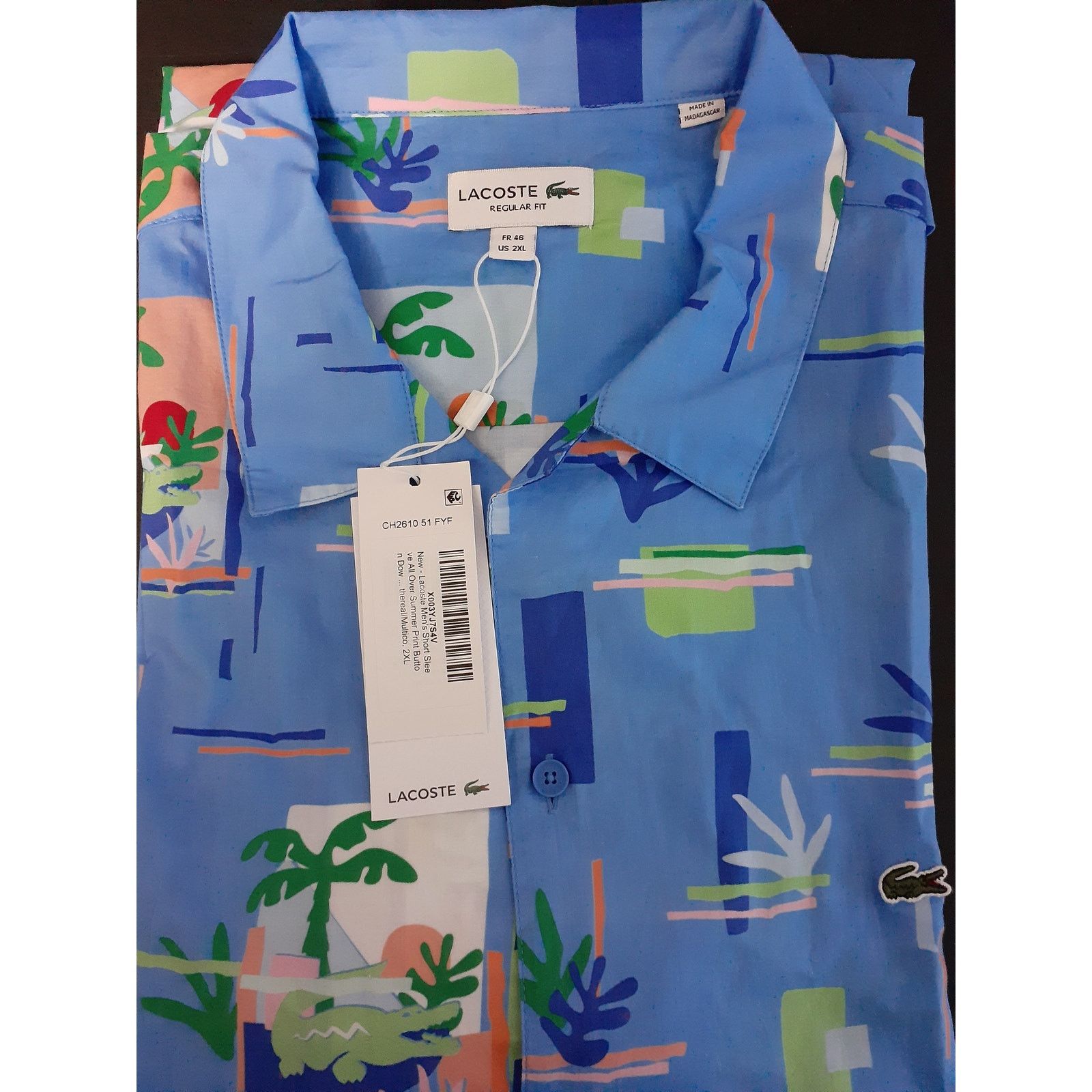 Lacoste Lacoste Mens Short Sleeve Summer Print Woven Shirt 2XL Size US XXL / EU 58 / 5 - 2 Thumbnail