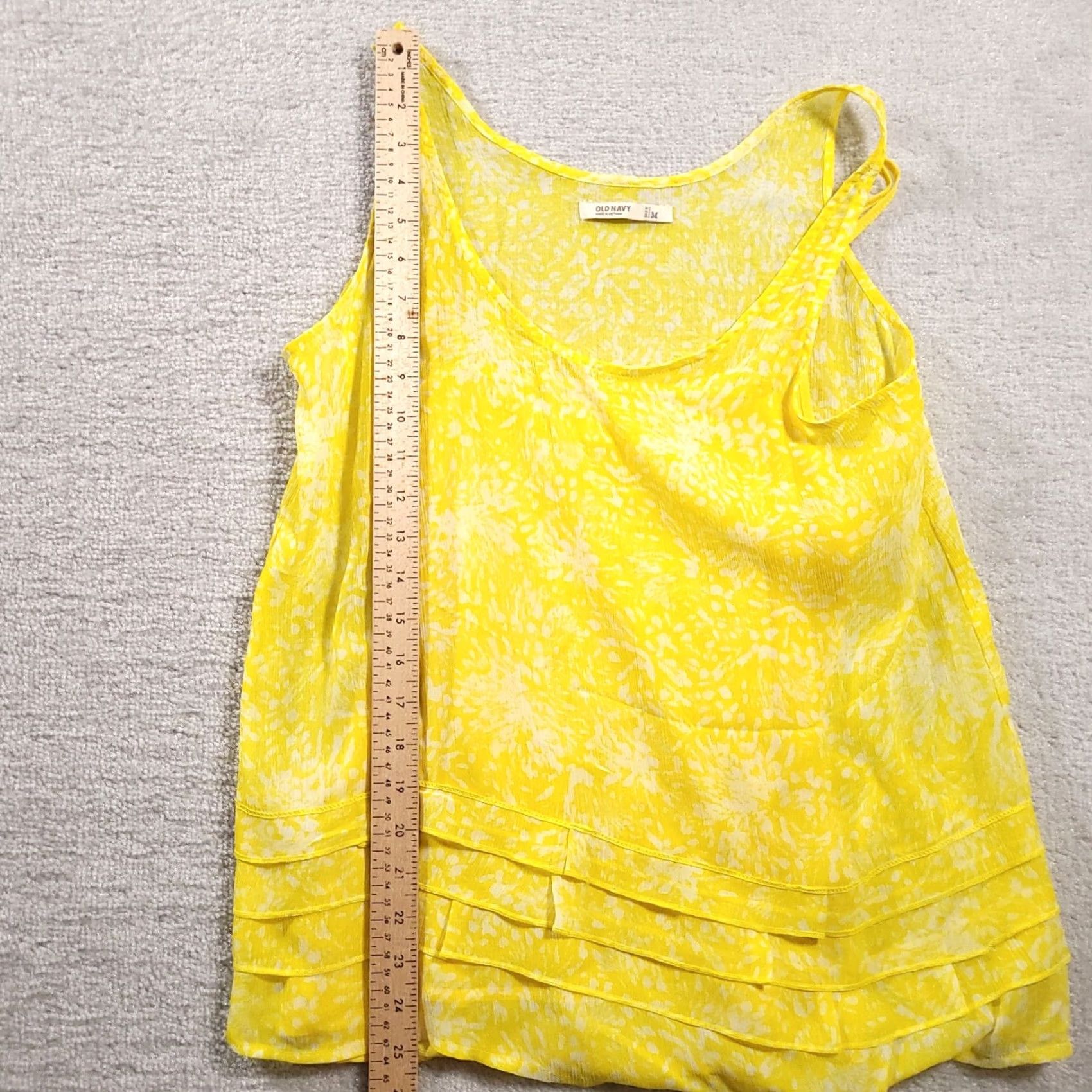 Old Navy Old Navy Tank Top Womens Medium Yellow White Scoop Neck Abstract Size M / US 6-8 / IT 42-44 - 5 Thumbnail