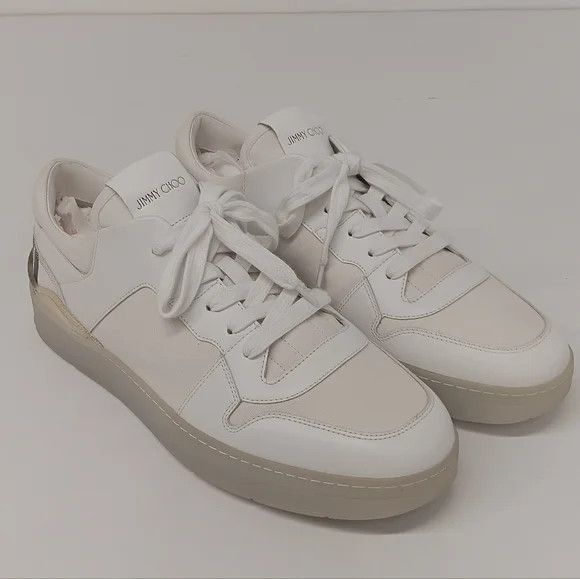 Jimmy Choo Jimmy Choo Men's White Florent Low-Top Sneakers - EU43/US10 Size US 10 / EU 43 - 2 Thumbnail