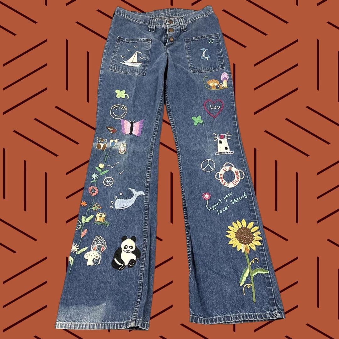 Wrangler VINTAGE Wrangler Jeans Womens 27 x 32 Denim Hand Stitched One-of-a-Kind Hippie Retro Hip Hop Jeans Womens Regular 27 Blue Size 27" / US 4 / IT 40 - 1 Thumbnail