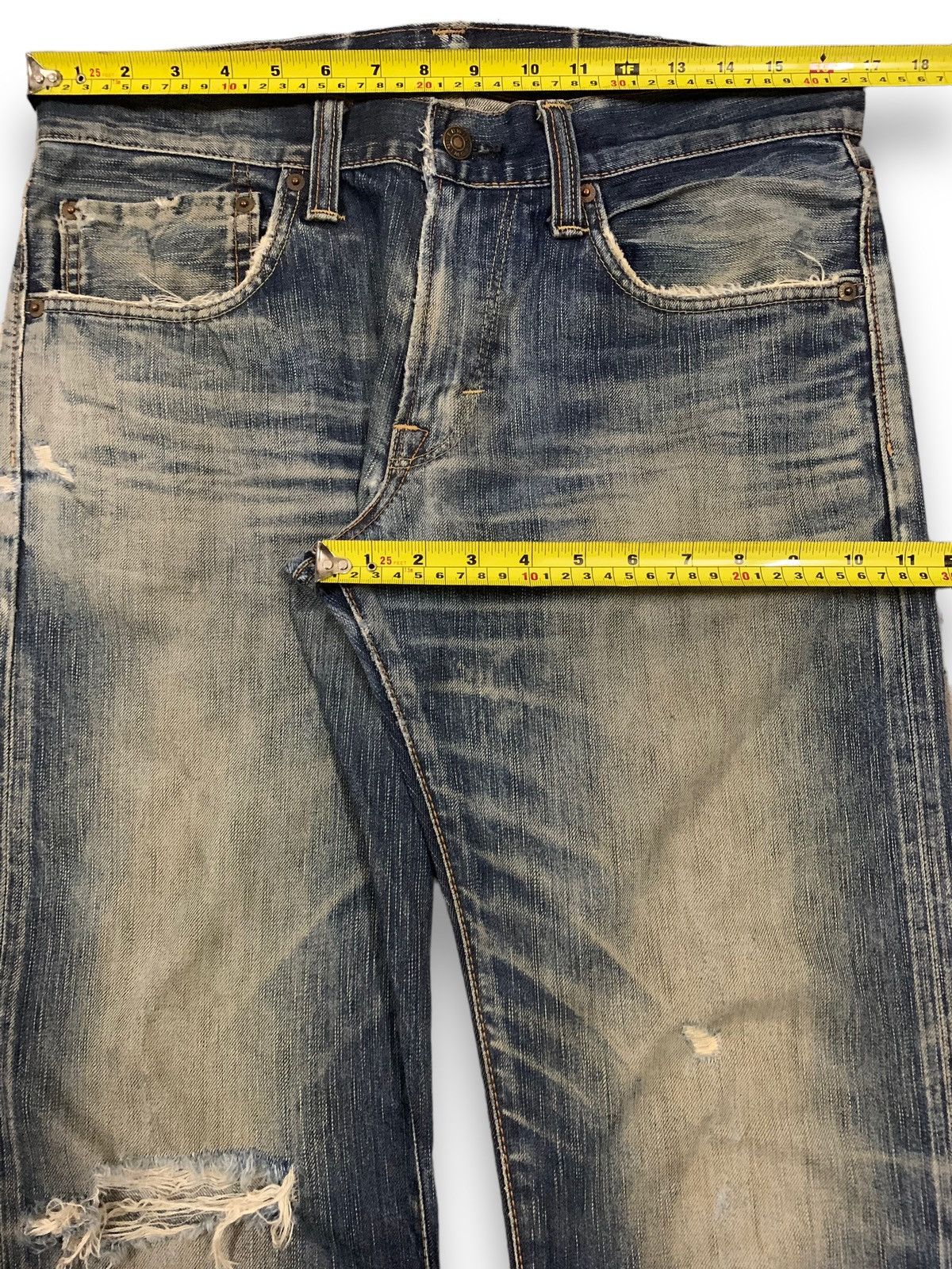Edwin Vintage Edwin 503 Whiskers Mud Wash Loose Distressed Jeans Size US 33 - 16 Thumbnail