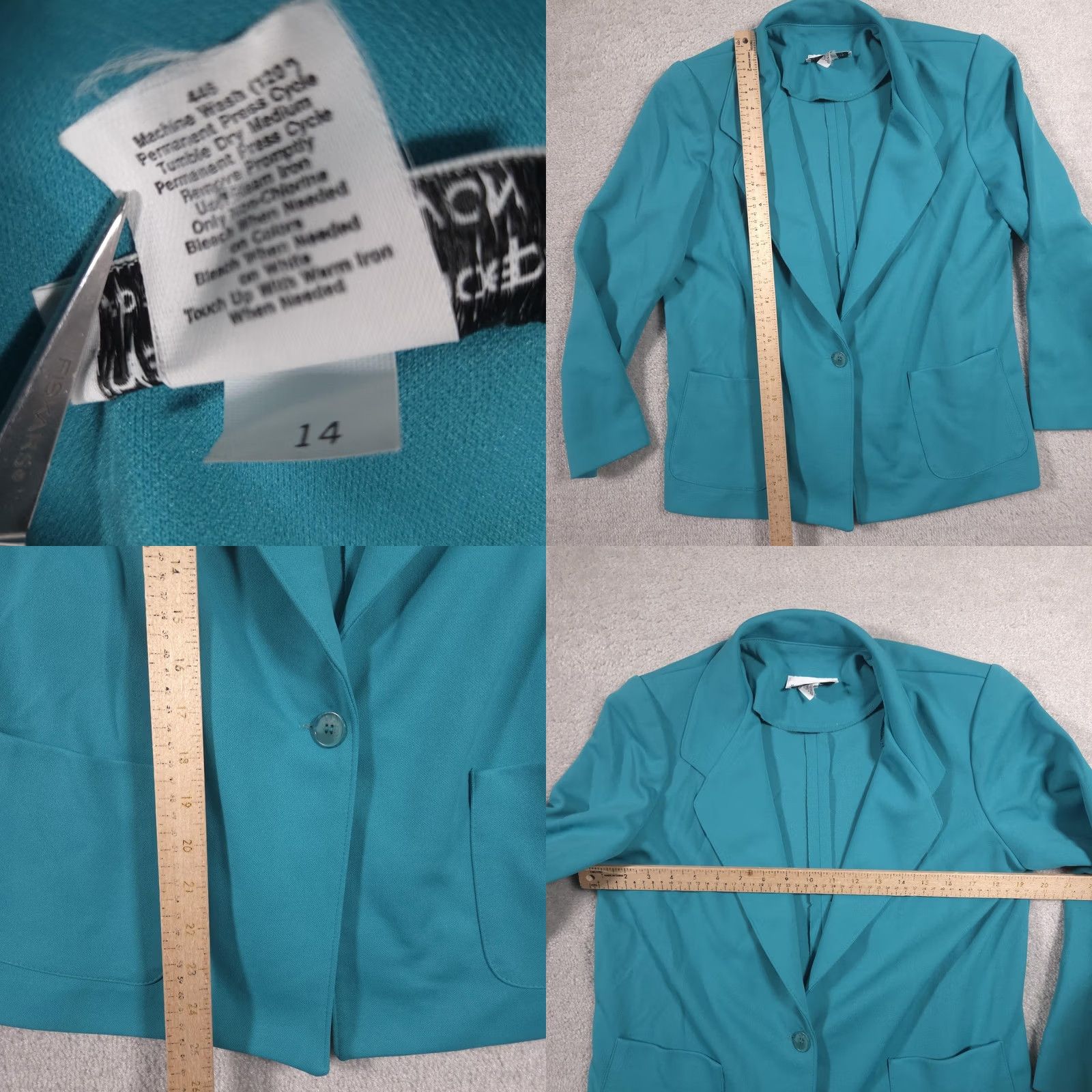 Vintage VINTAGE The Petite Concept Blazer Womens Petite 14 Green One-Button Jacket USA 80s Mens Ladies? Size XL / US 12-14 / IT 48-50 - 8 Thumbnail
